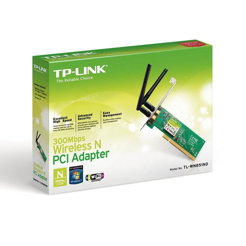 TP-LINK 300 Mbps Wireless N PCI Adapter – Accessoire de réseau sans fil PCI, WLAN, 300 mbit/s, IEEE 802.11b, IEEE 802.11 g, IEEE 802.11 N, 16-qam, 64-qam, cCK, dbpsk, dqpsk, OFDM) Multi, acier inoxydable