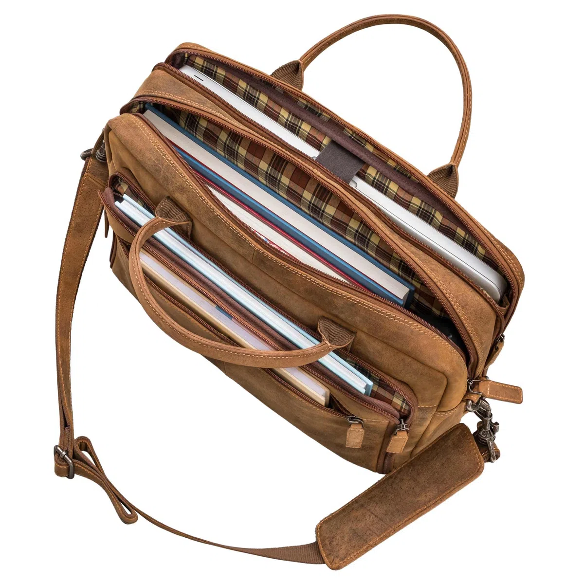 STILORD Zenon Cuir Sac Porte-Documents pour Ordinateur Portable 15.6-16 Pouces - Grand Sacoche Business Bandoulière - Sac Travail Cuir Véritable pour Homme & Femme Couleur:Bergamo - Marron