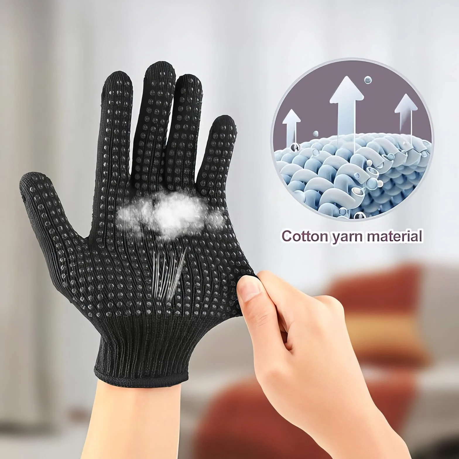 Gants Résistants à la Chaleur pour Fer à Friser avec Coussin d'Isolation Thermique en Silicone, Noir