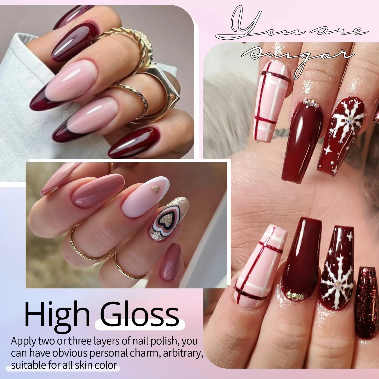 UR SUGAR Kit Vernis Semi Permanent 39 Couleurs avec Lampe UV LED 48W Base et Top Coat