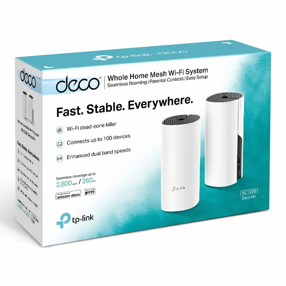 TP-Link Deco M4 2-pack Système WiFi Mesh Gigabit Ethernet Contrôle parental 260m2 Alexa IFTTT