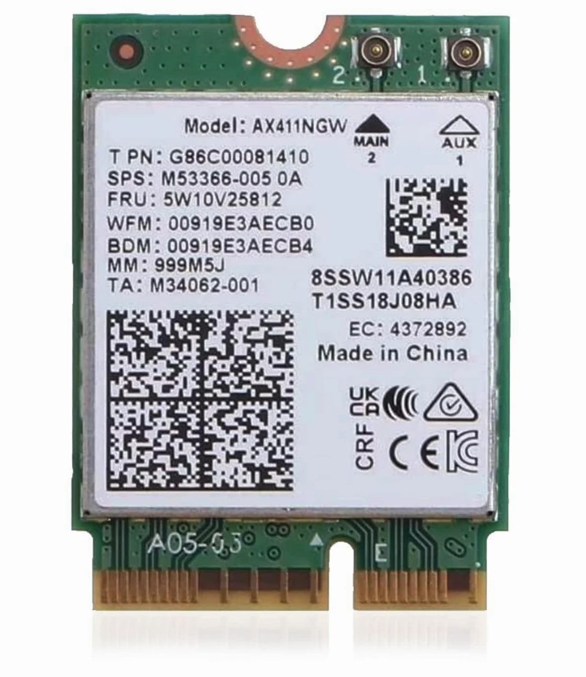 AX411 WiFi 6E Card | Tri-Band Wi-FI | Up to 3.0 Gbps | CNVio2 M.2 WiFi Card for PC | Supports Bluetooth 5.3 | Requires Intel 12th+ Gen CPU Windows 10/11, Linux | AX411NGW (AX411)