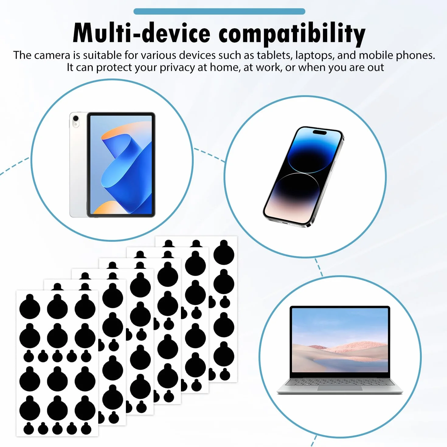 Autocollants de confidentialité pour appareil photo, lot de 6, adaptés aux ordinateurs, téléphones et tablettes