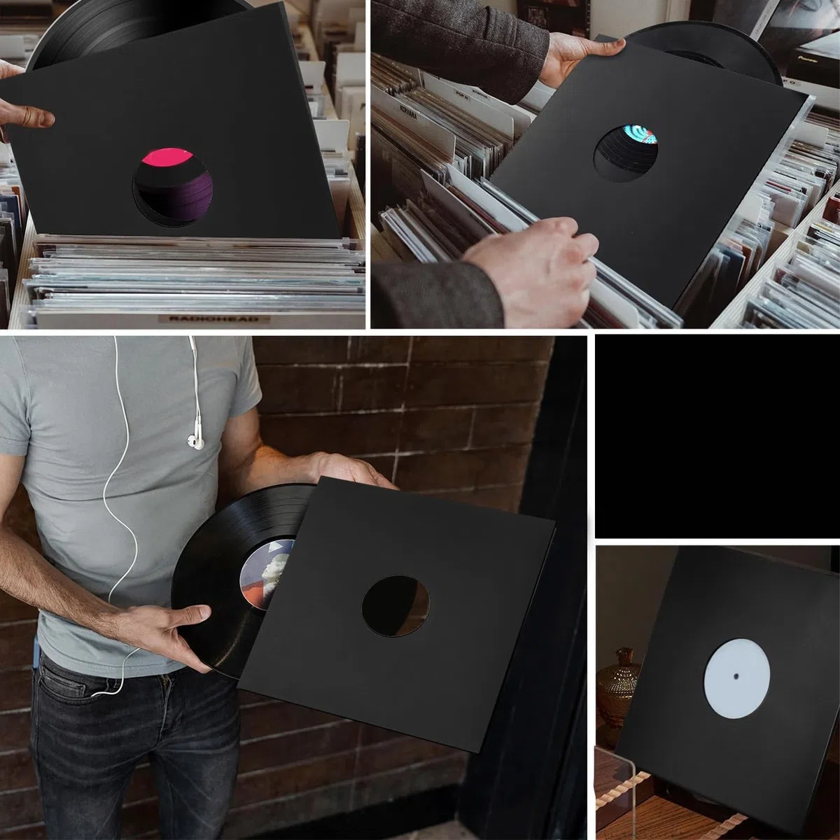 Lot de 20 Pochettes de Disque Vinyle 12 Pouces 350 g/m² en Carton épais for Disque 33 TR/Min, Antistatique