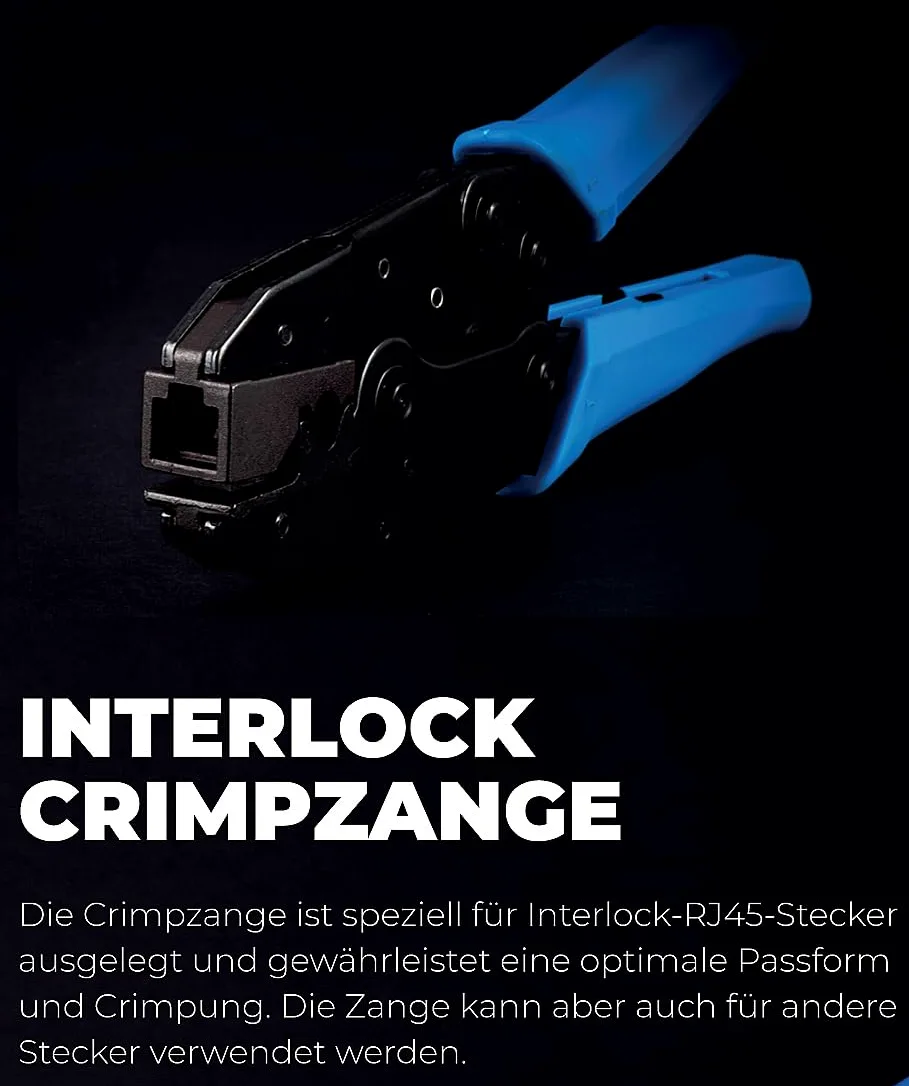 1aTTack.de - Pince à sertir pour fiches modulaires RJ45, interlock, câbles réseau Flex Armor