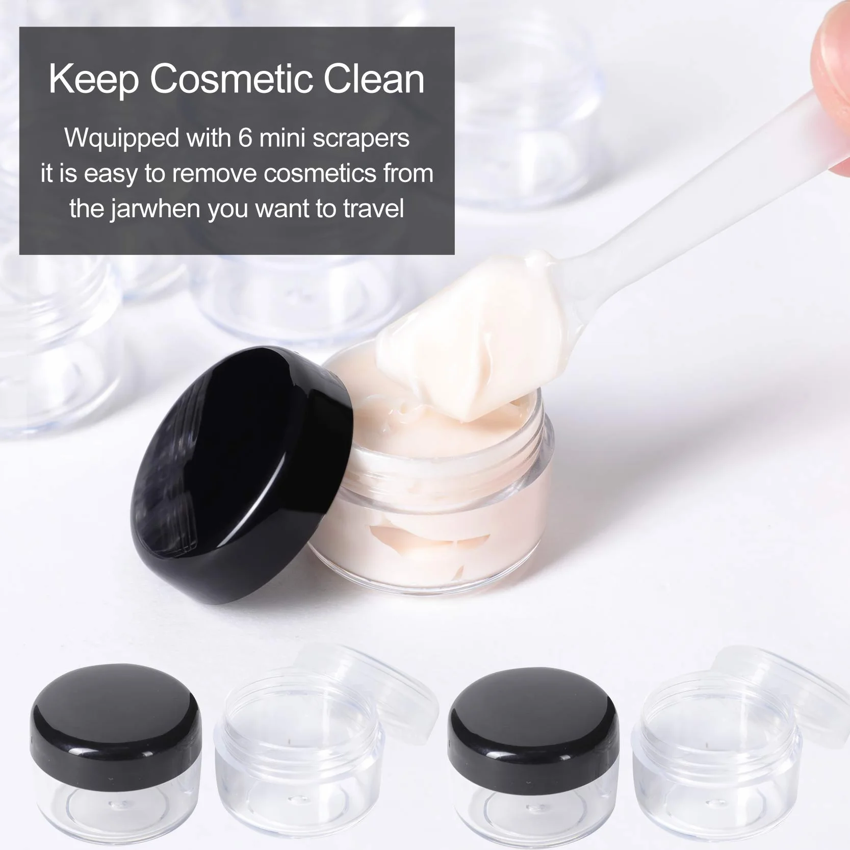 Conteneur Cosmétique 5ml Vide Transparent Noir Blanc Petit Pot Rond Plastique pour Baume à Lèvres Lotion Crème Pilules