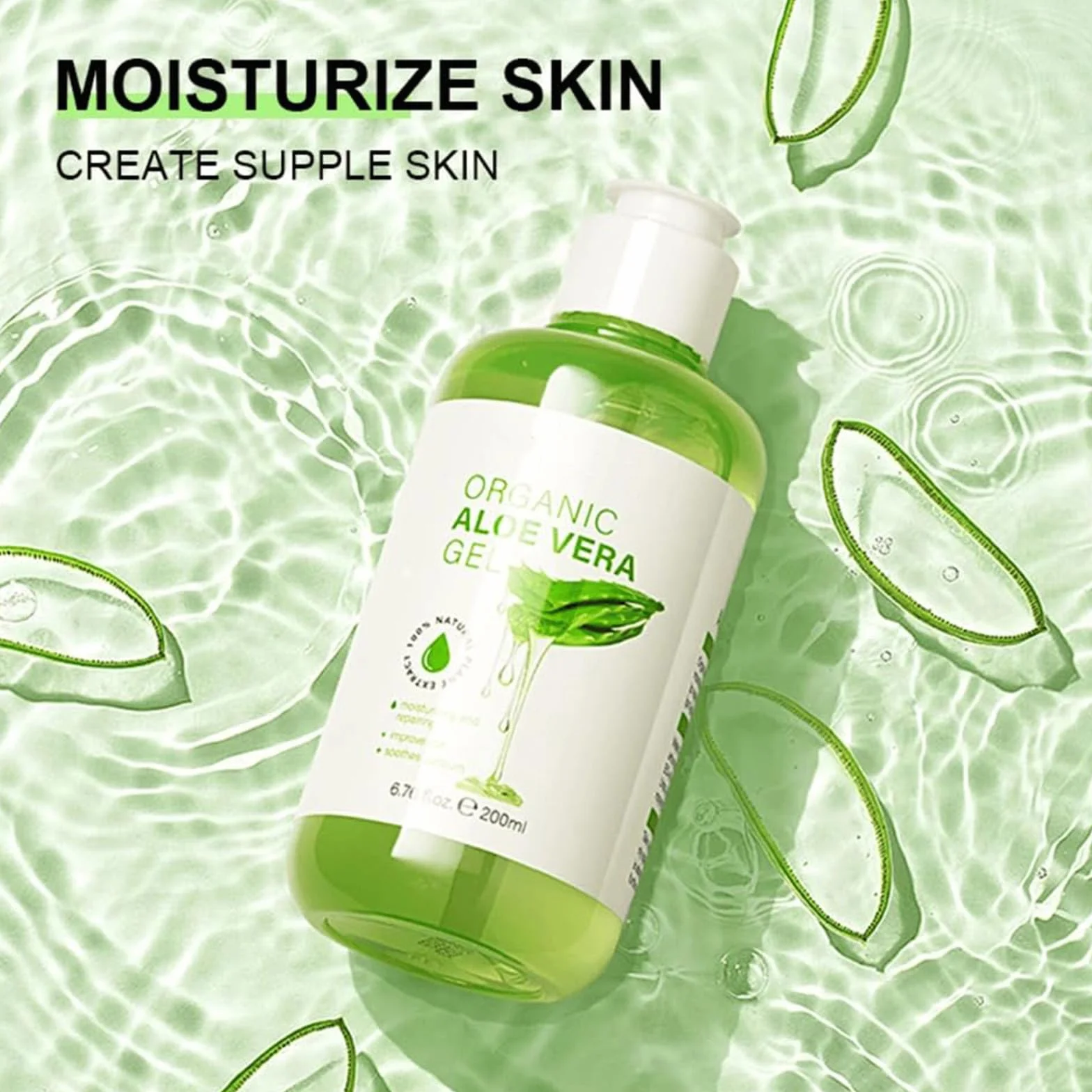 Gel d'aloe vera 100% pur hydratant naturel visage cheveux corps apaisant nourrissant soin après-soleil 200 g