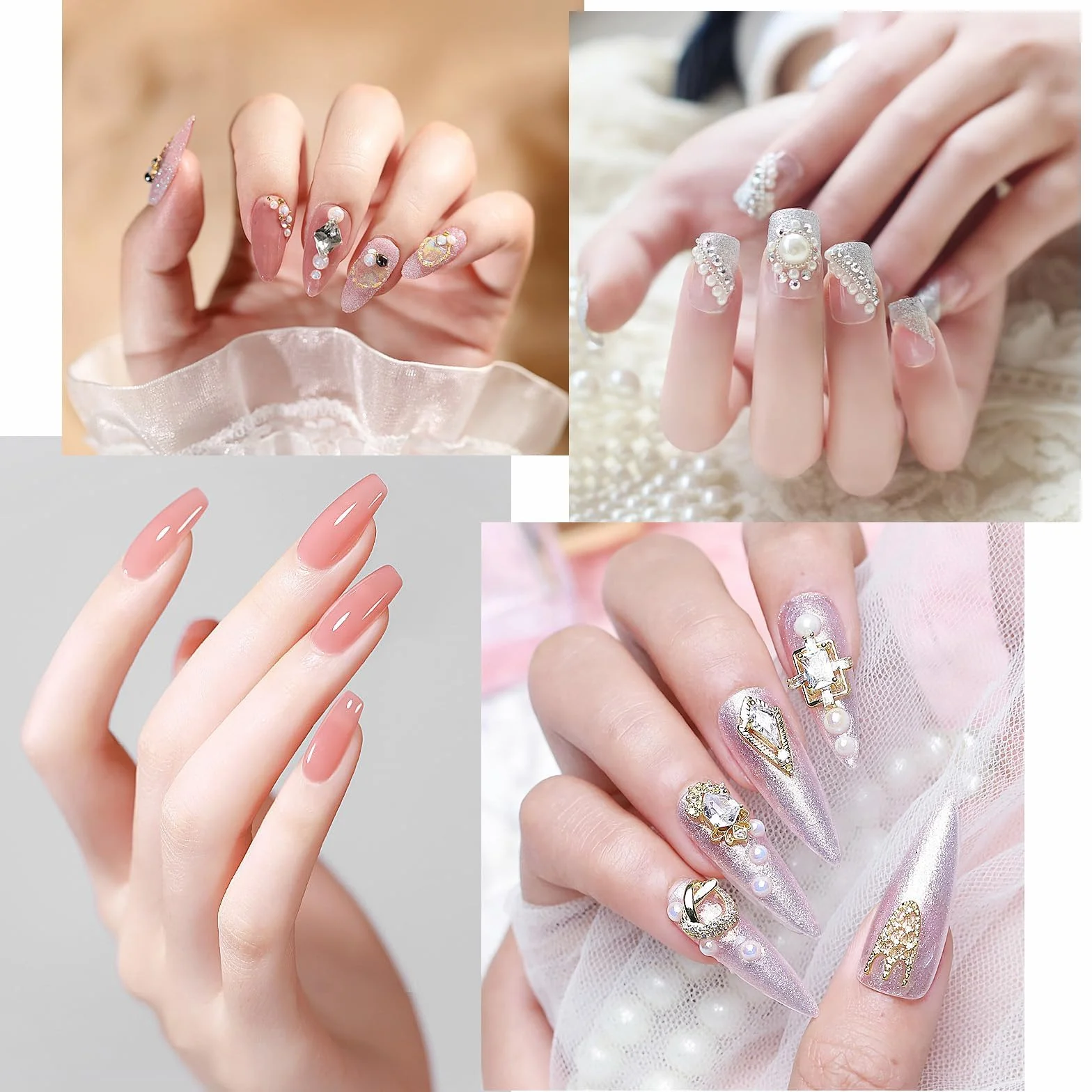 Lot de 10 000 perles à ongles plates, 6 couleurs, 4 tailles, pince à épiler pour manucure