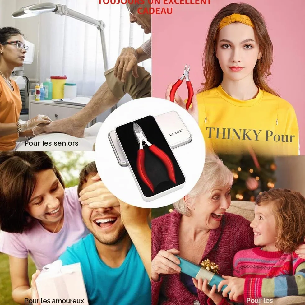 BEZOX précision Coupe ongles Tondeuse épais orteils fungus ongles incarnés Grip souple boîtes-cadeaux métal