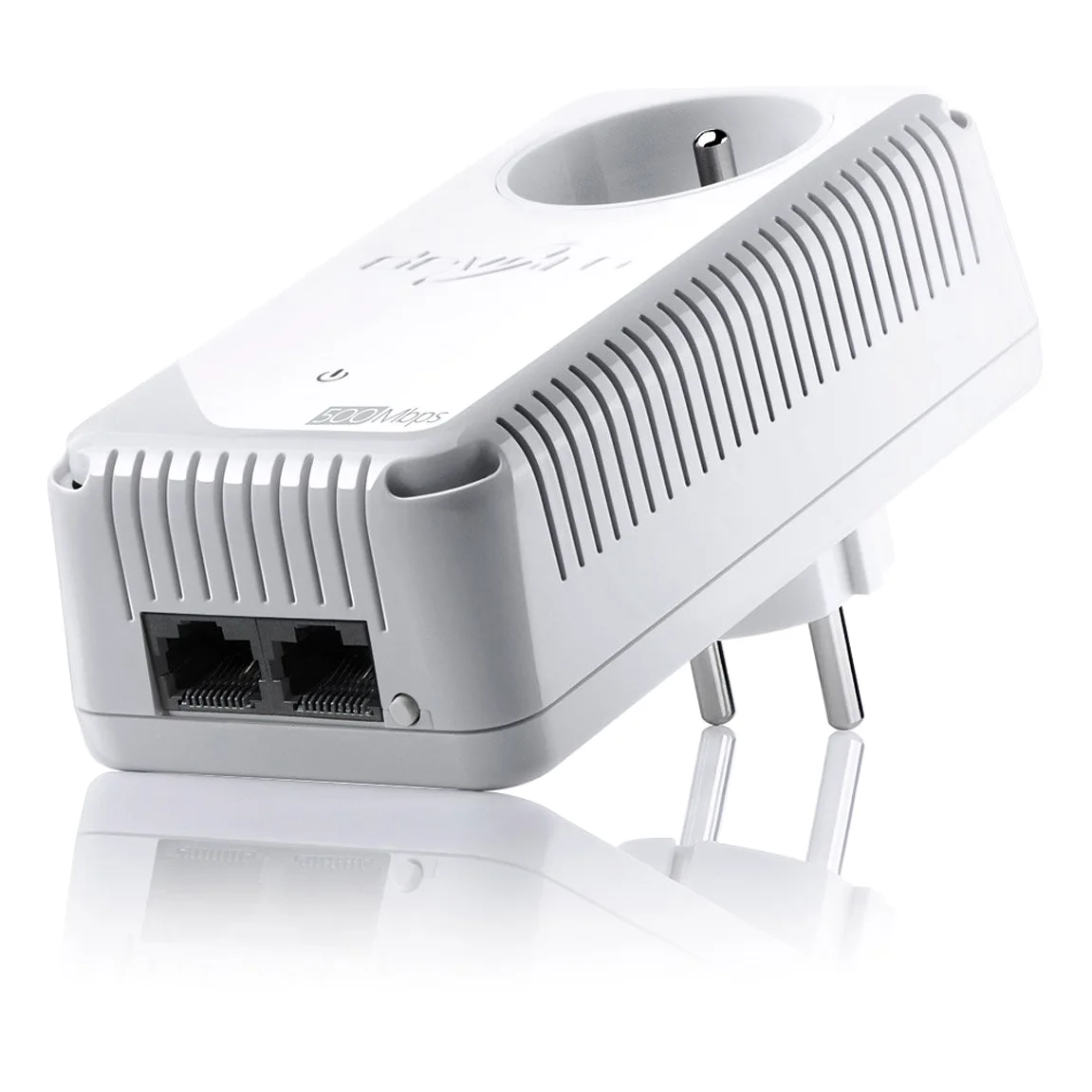 devolo 9123 - Pack de 1 adaptateur CPL (dLAN 500 duo+) : 2 ports Fast Ethernet / prise gigogne intégrée