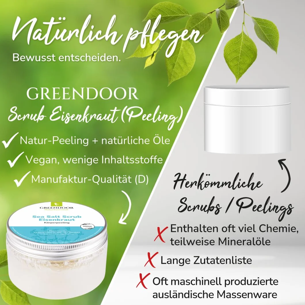 Greendoor Sel De Mer Gommage Verveine, Peeling sans Plastique, Cosmétique naturelle