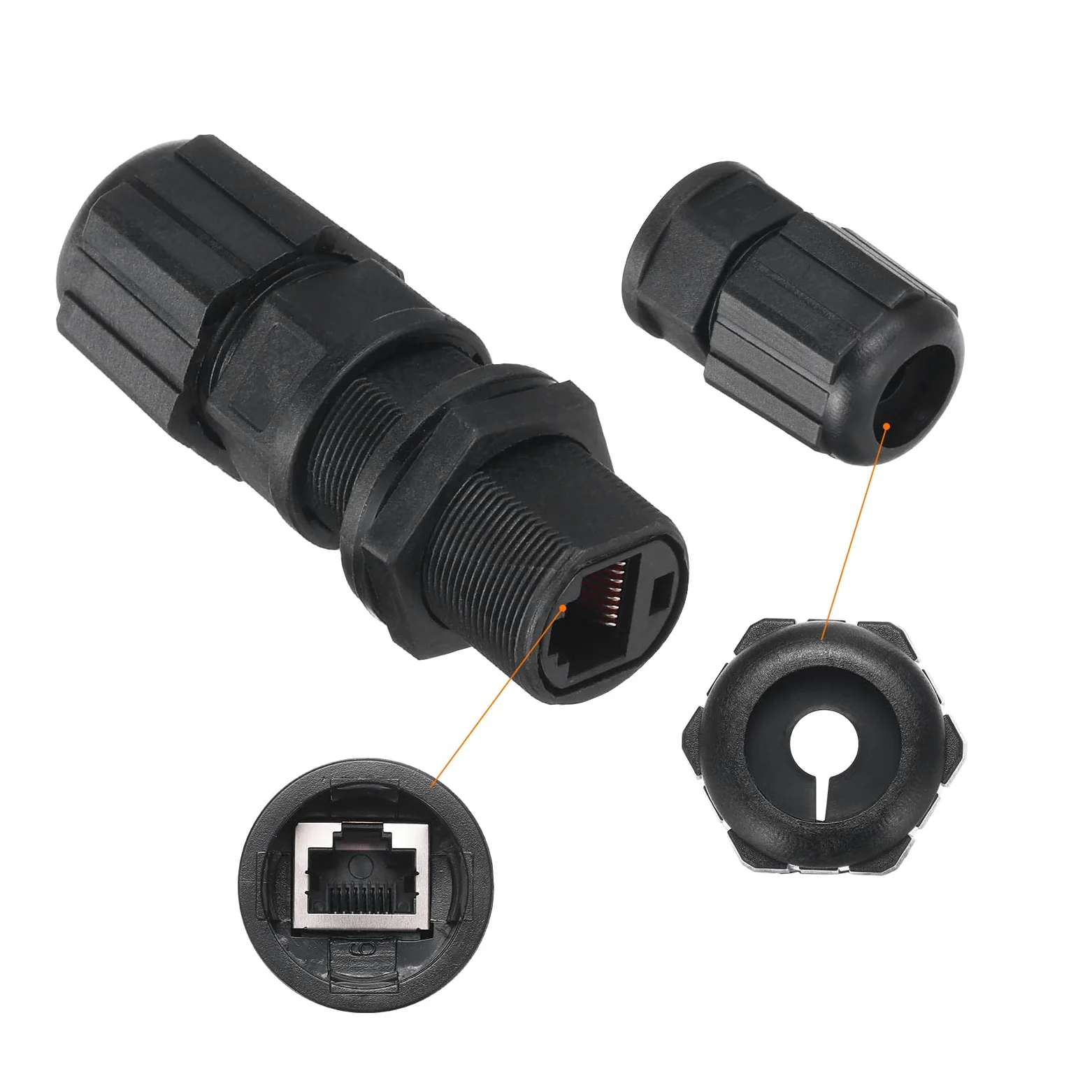 QUARKZMAN Coupleur RJ45 Etanche, Double Tête Femelle À Femelle Blindé IP67 Pour Câble Ethernet LAN Extérieur Pour Cat5e/Cat5, Lot De 10
