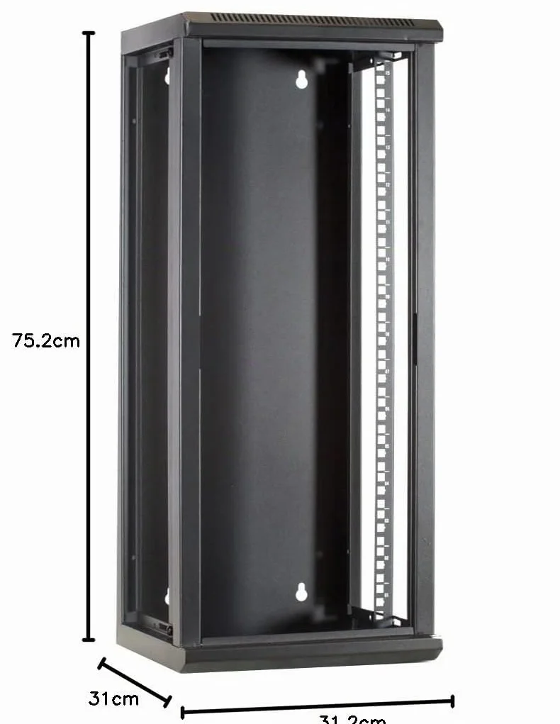 Baie de Serveur 15U 10 Pouces avec Porte en Verre 312x310x752mm Noir Verrouillable