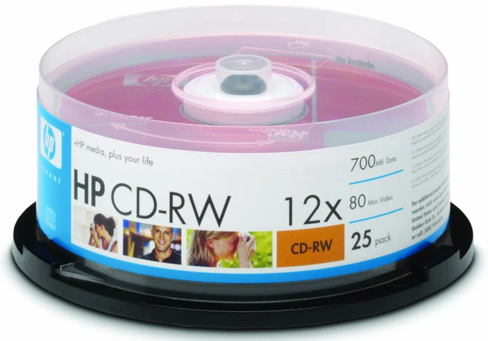 HP CD-RW 4x-12x 700 MB 80 min Boîte de 25 disques vierges
