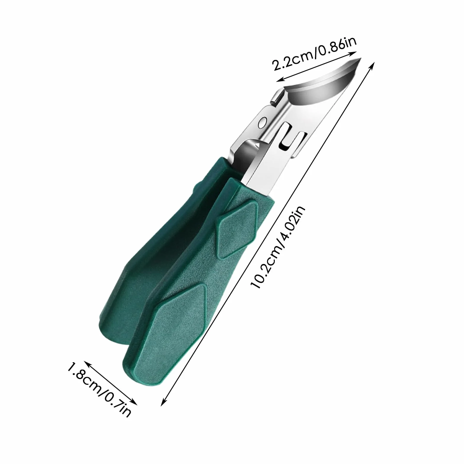 Slanted Nail Clippers Curved Pedicure Tool, Heavy Duty Trimmer, Anti-Splash Blade, Ergonomic Handle, Silver Finish, 10.2 x 1.8 cm