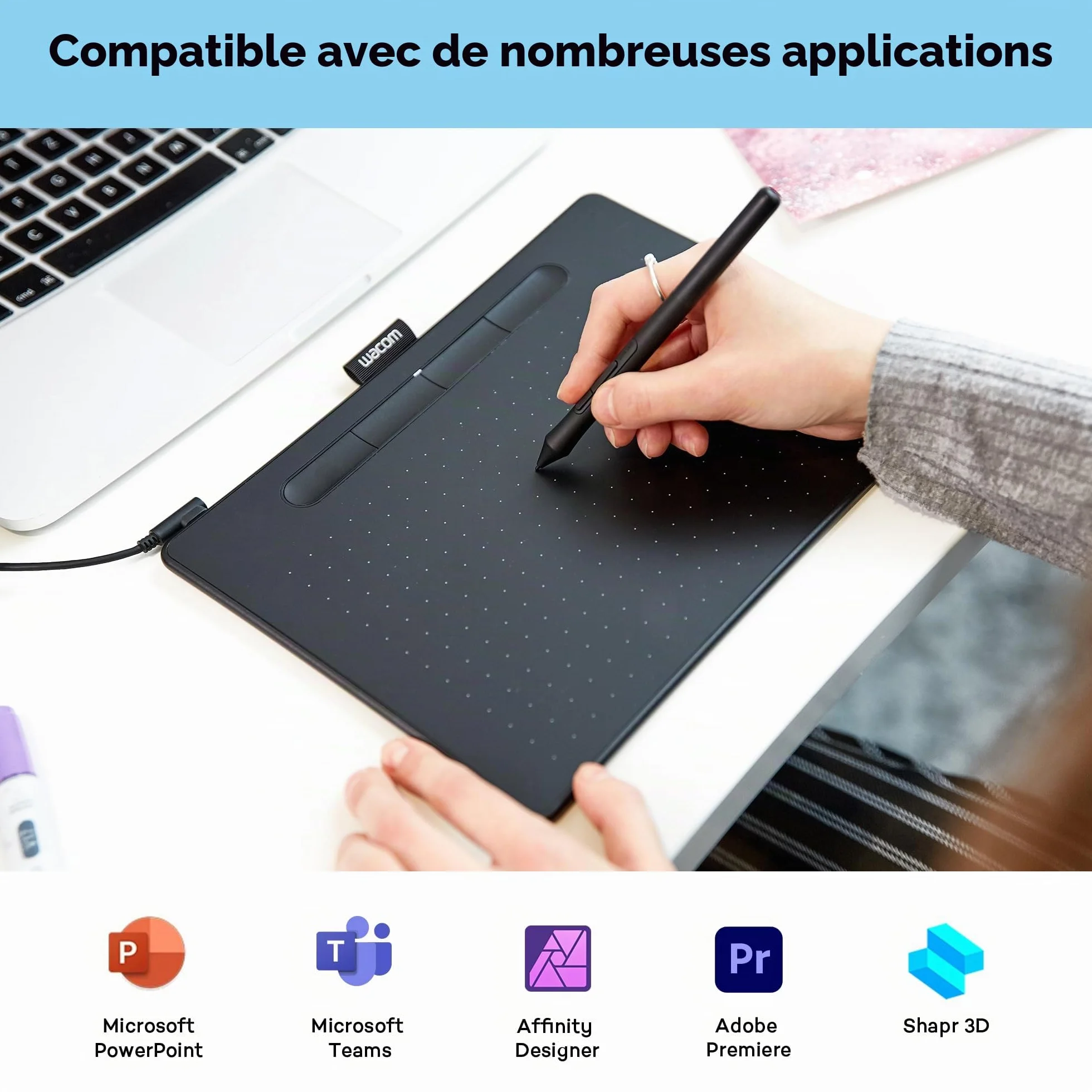 Wacom Intuos Medium Tablette Graphique Stylo Pression Noir Dessin Peinture Retouche Photo