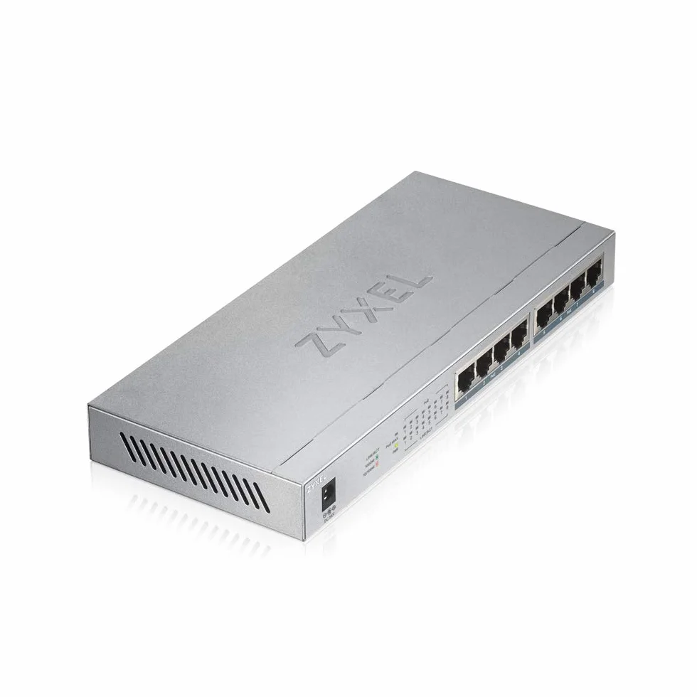 Zyxel Commutateur Gigabit Non géré 8 Ports | 8 x PoE+ avec Budget de 60 W | Prise Britannique [GS1008HP]