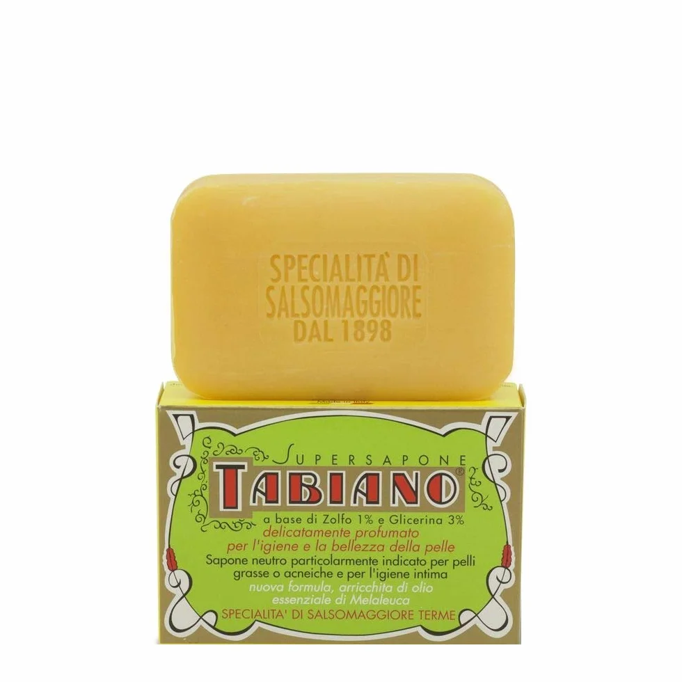 Savon au Soufre et Glycérine Supersapone Tabiano Traitement Anti-Acné Psoriasis Eczéma 125g