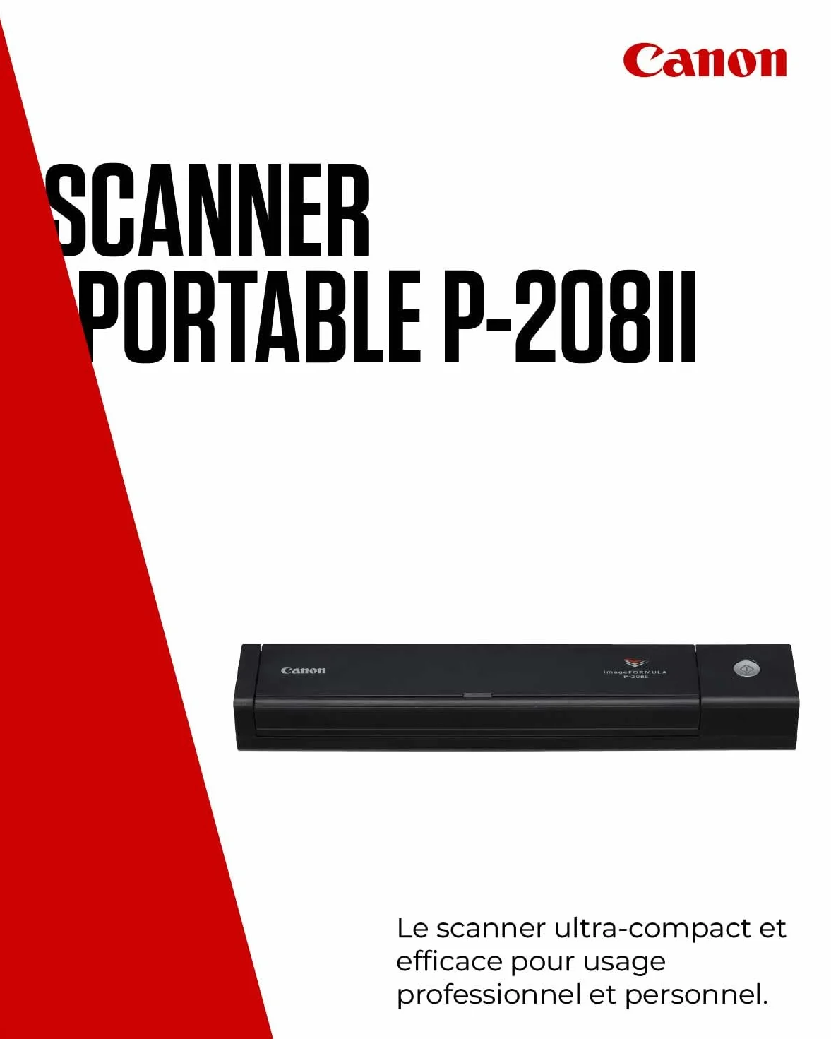 Canon imageFORMULA P-208II Scanner Portable Recto Verso USB, Chargeur Automatique 10 Pages, CaptureOnTouch Lite
