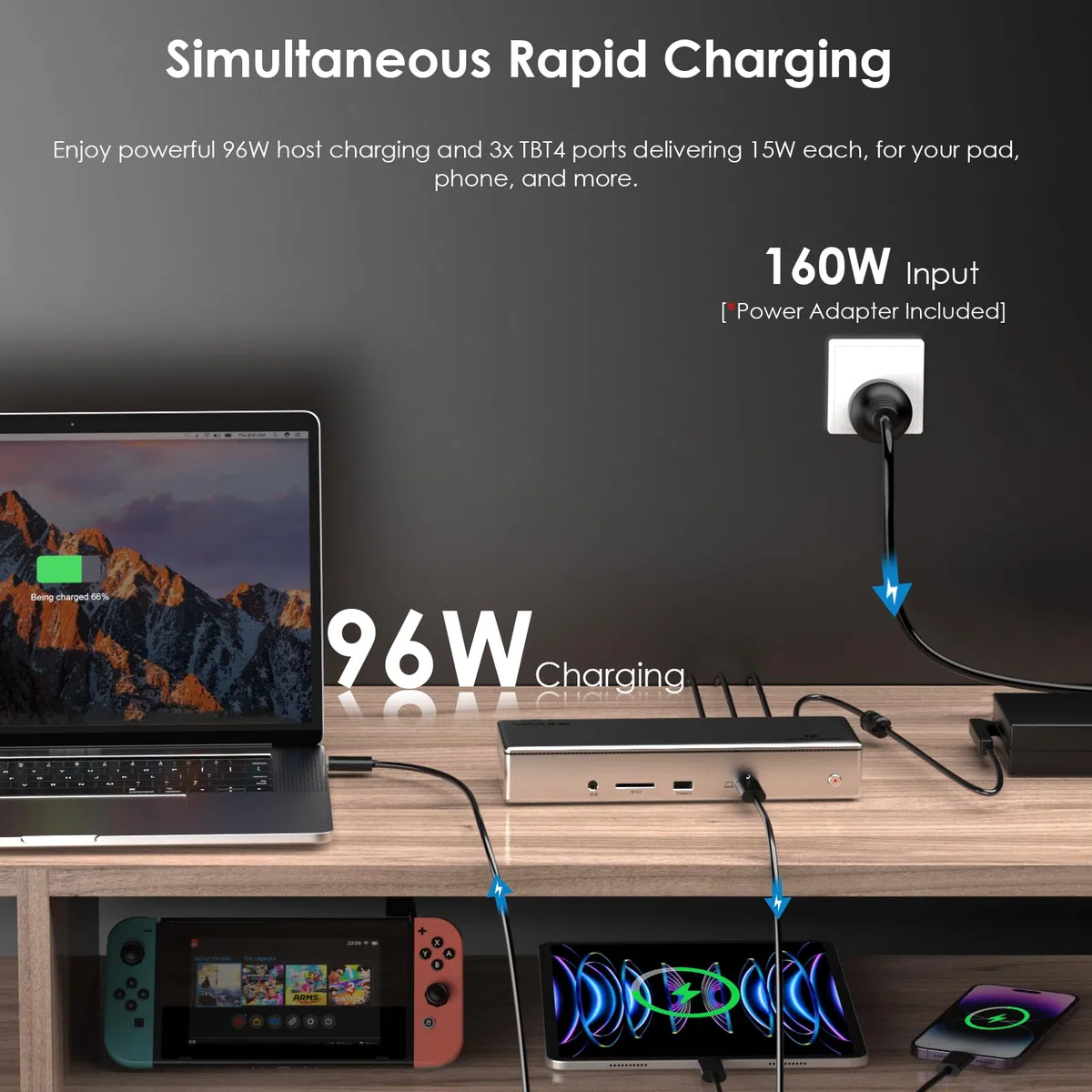 WAVLINK Thunderbolt 4 Dock 40Gbps, 96W PD, 8K/Quad 4K, pour Mac & Windows