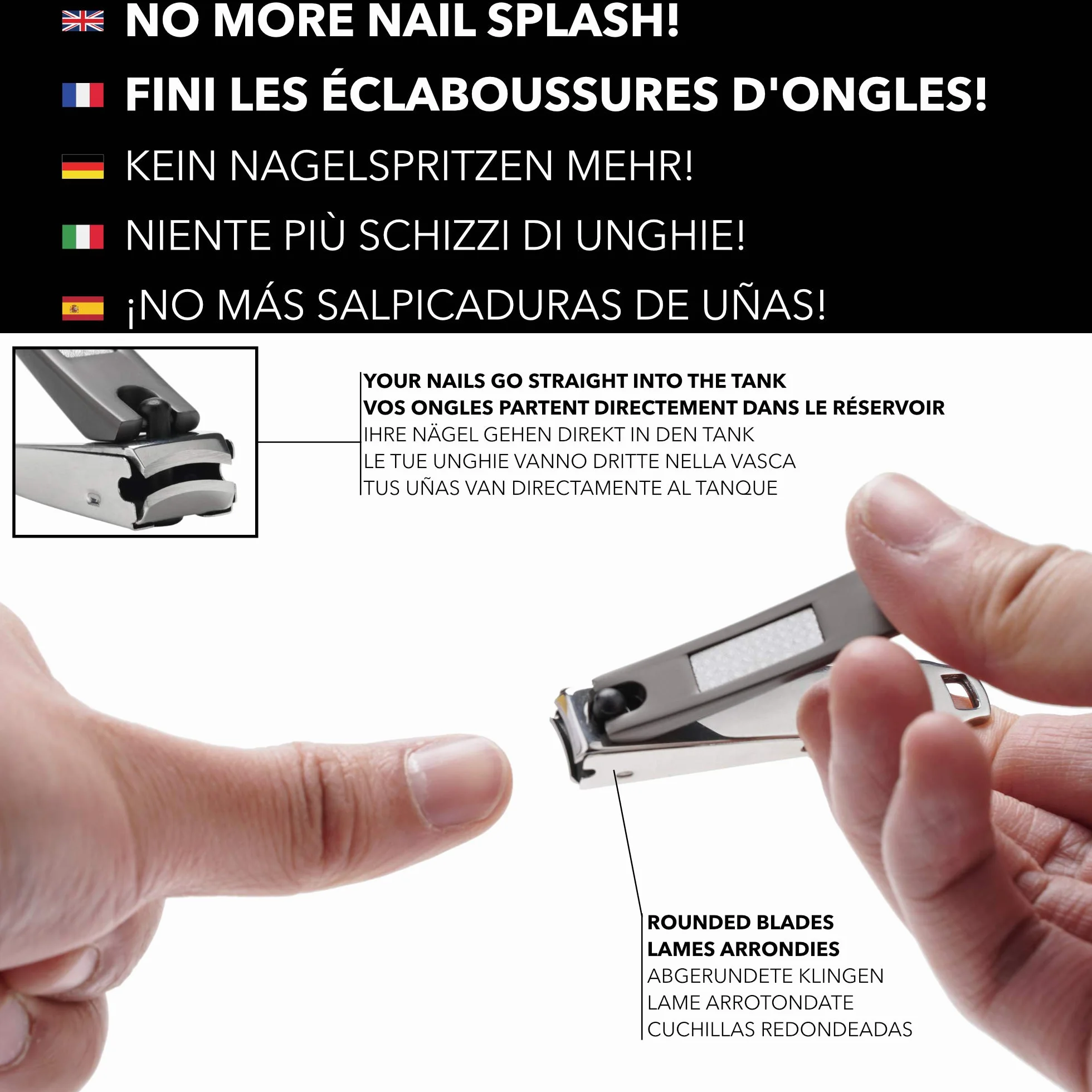 Coupe Ongle Acier Inoxydable Kit 2 Coupe-ongles Petit Grand Lime Intégrée Étui Rangement