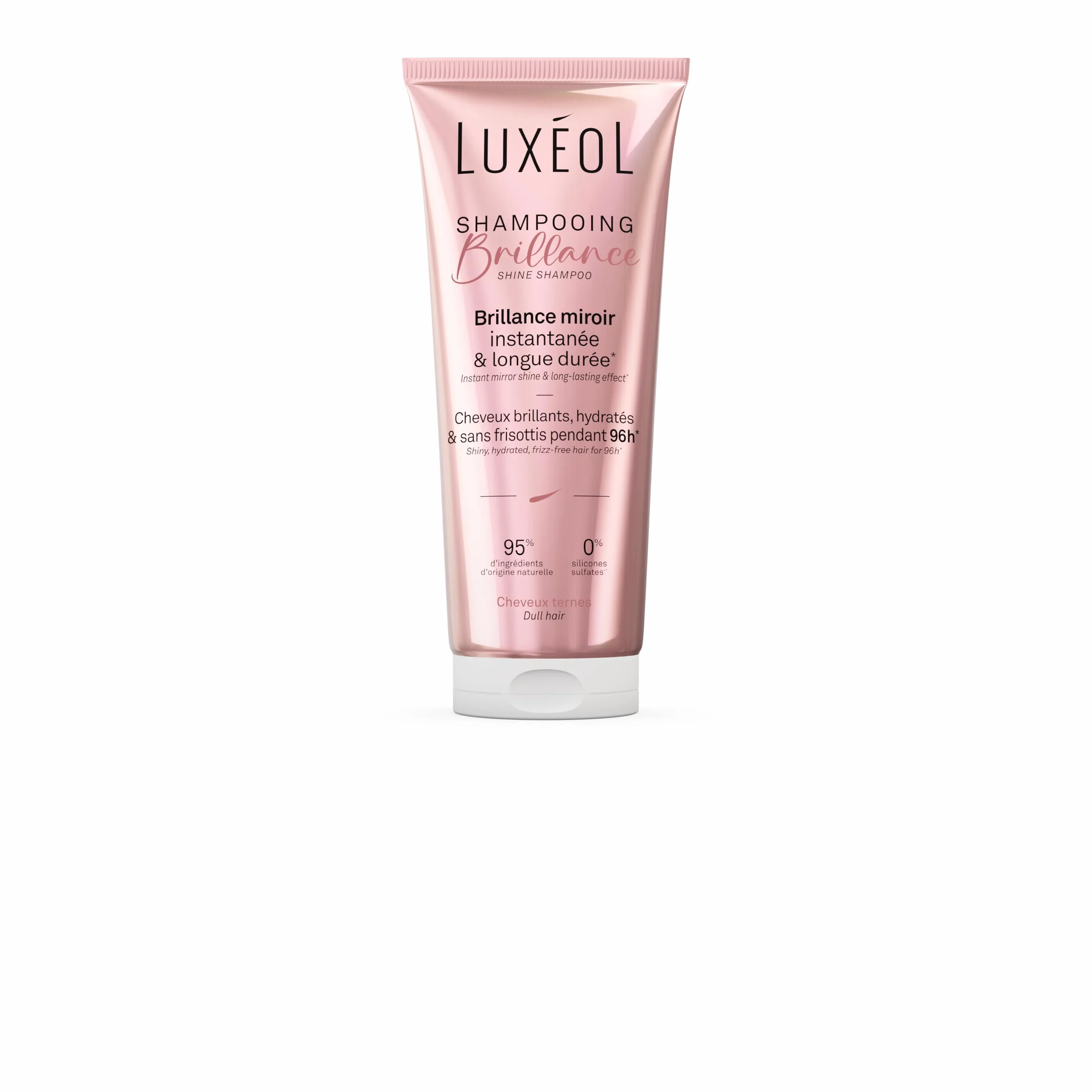 LUXEOL Shampooing Brillance 200 ml Cheveux brillants hydratés sans frisottis 96h 95% Ingrédients d'Origine Naturelle Fabriqué en France