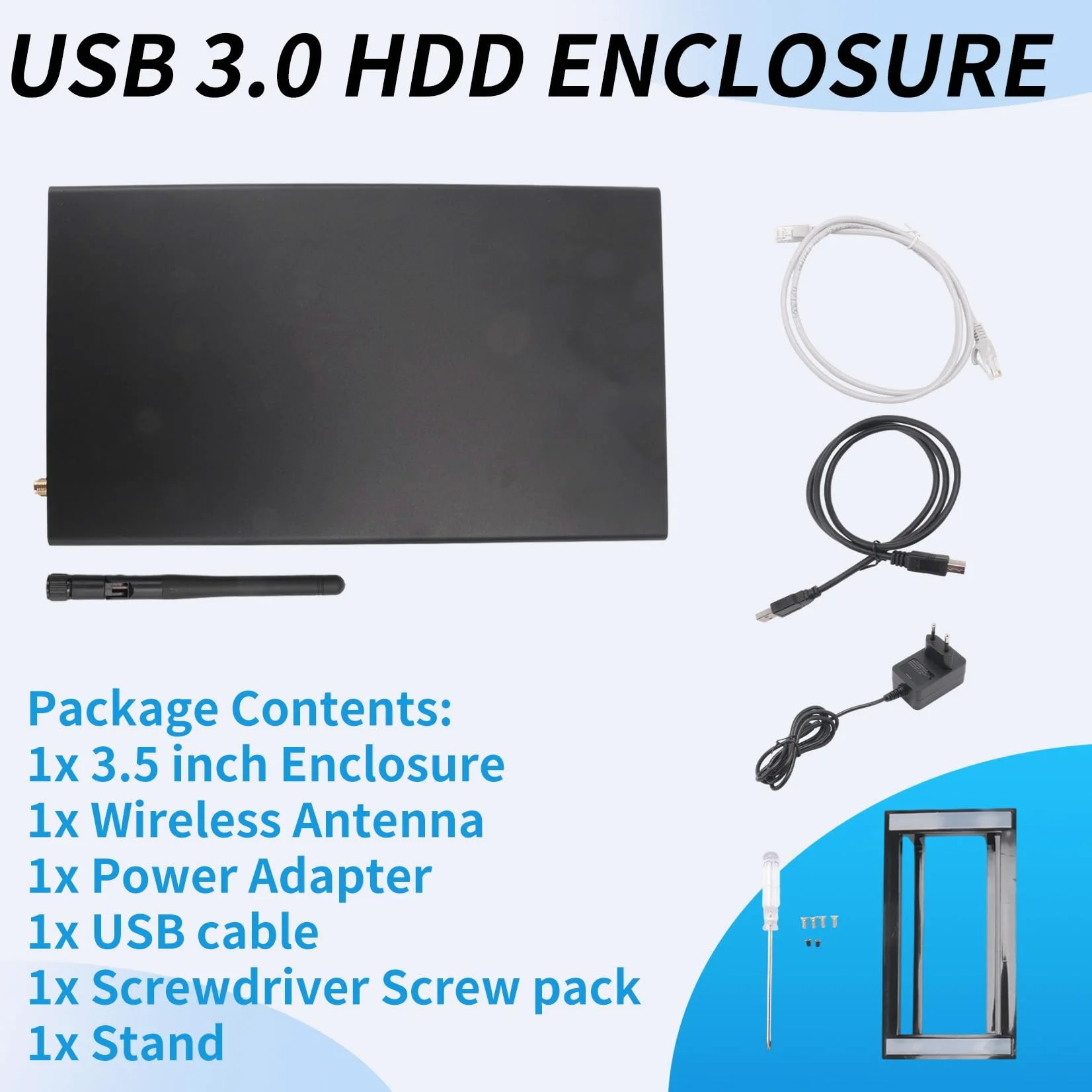 Boîtier Portable pour Disque Dur SSD 3,5 Pouces USB 3.0 RJ45 Ethernet NAS Serveur de Streaming Réseau Stockage pour Boîtier Prise UE