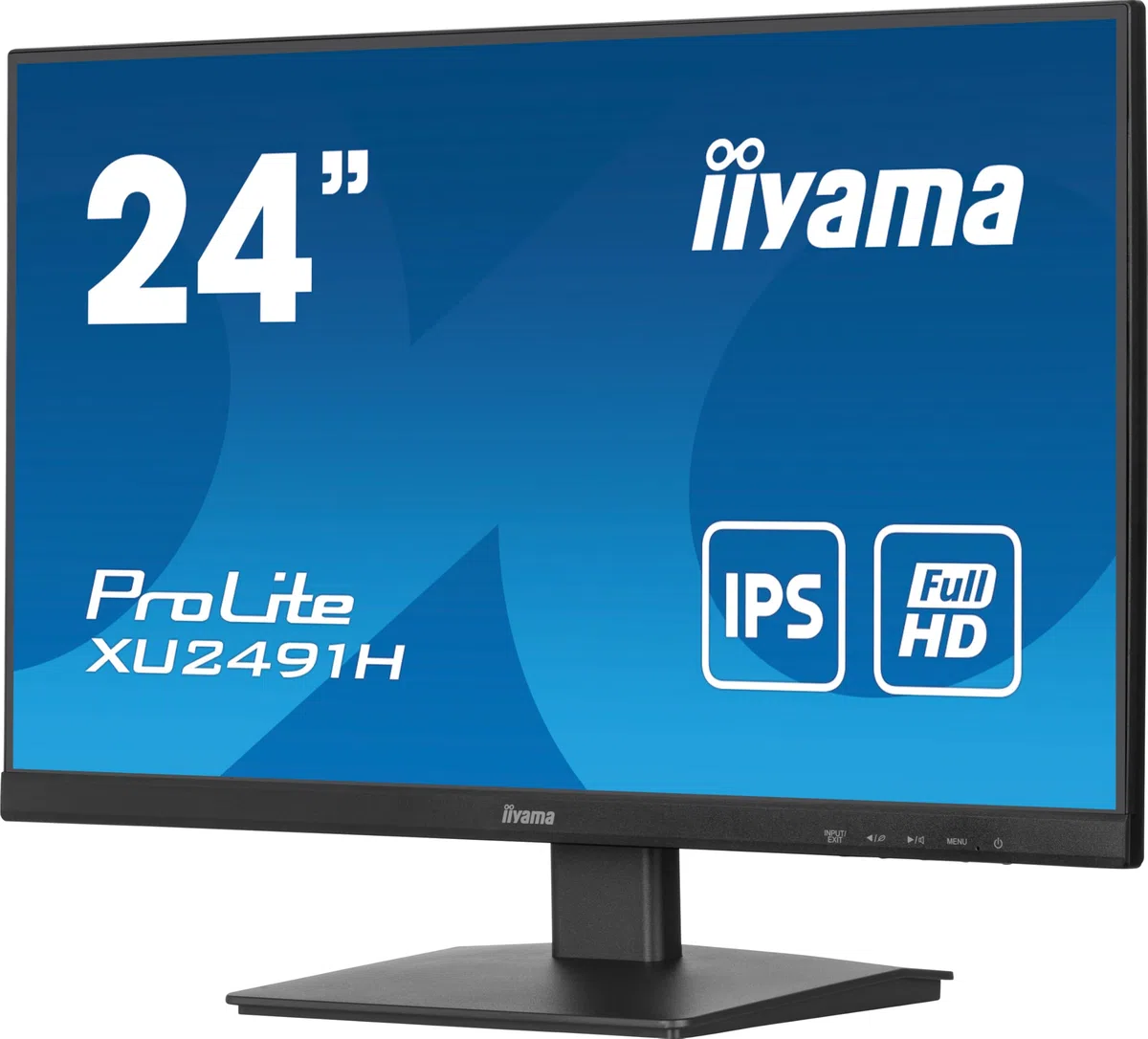 Ecran iiyama Prolite XU2491H-B1, Ultra Mince, Dalle IPS, 1920x1080@100Hz, 0.5ms. 300cd/m², 1300:1, 1xHDMI, 1xDisplay Port, VESA 100x100, sans scintillements + Anti lumière Bleue, TCO, i-Style Colour