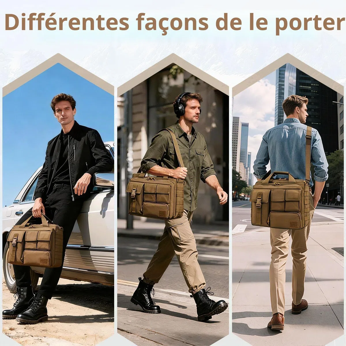 GES Multifonction Mens Outdoor Tactique en Nylon pour Ordinateur Portable épaule Messenger Bag Porte-Documents Sacs à Main Assez Grand pour 15.6" Ordinateur Portable/Appareil Photo