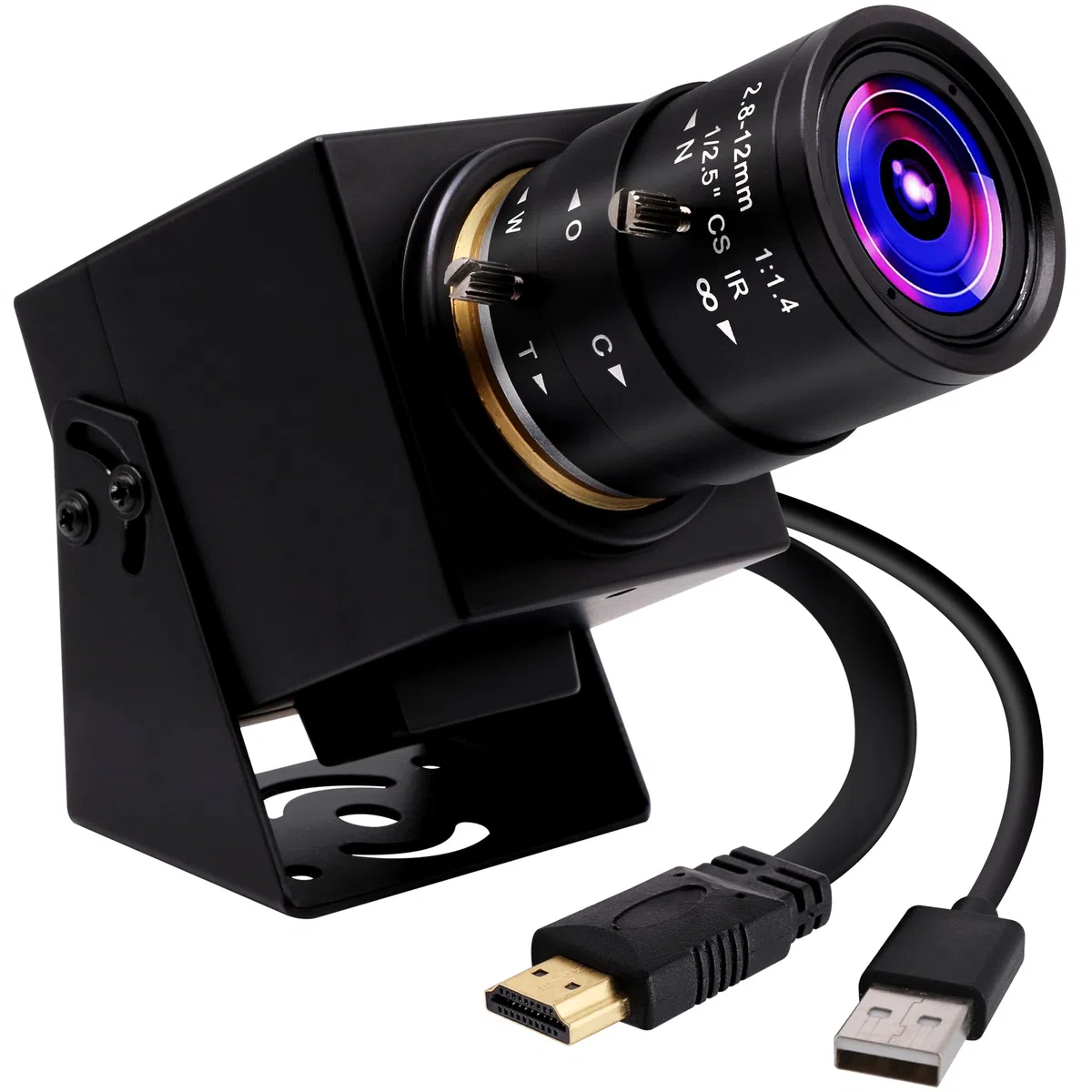 ELP Caméra USB 4K HDMI Grand Angle 2,8-12 mm Objectif Varifocal Focus Webcam Caméra de Gros Plan Prise en Charge H.265, Ultra HD 2160P Webcam avec capteur IM415 pour Ordinateur en Direct réunion