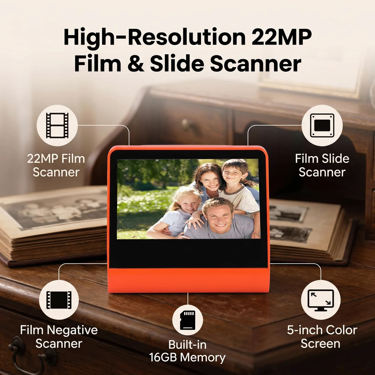 Scanner de Film 22MP pour 135 110, 8 Diapositives avec écran (Prise UE)