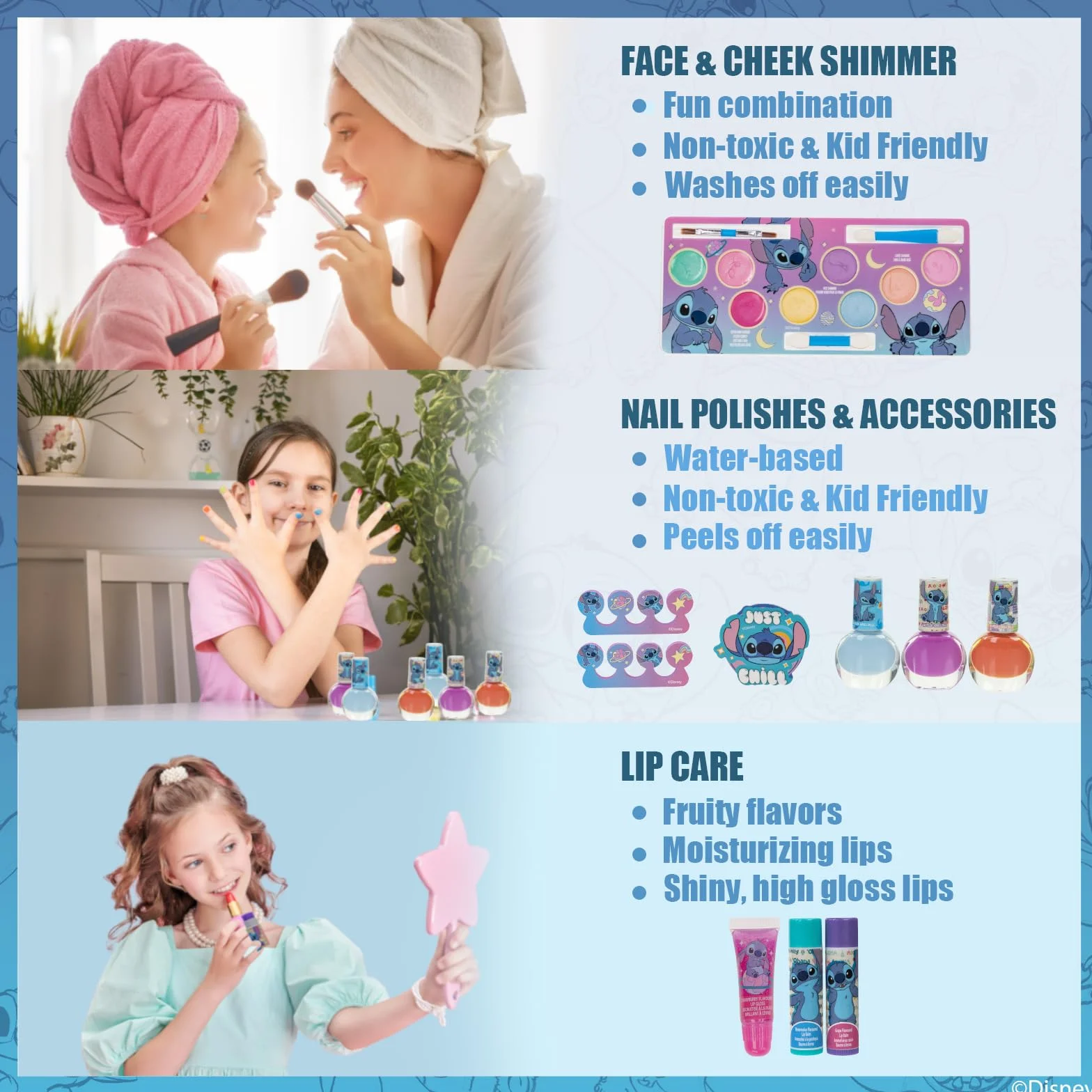 Stitch Coffret Maquillage Enfant Gloss Vernis Valise Beauté