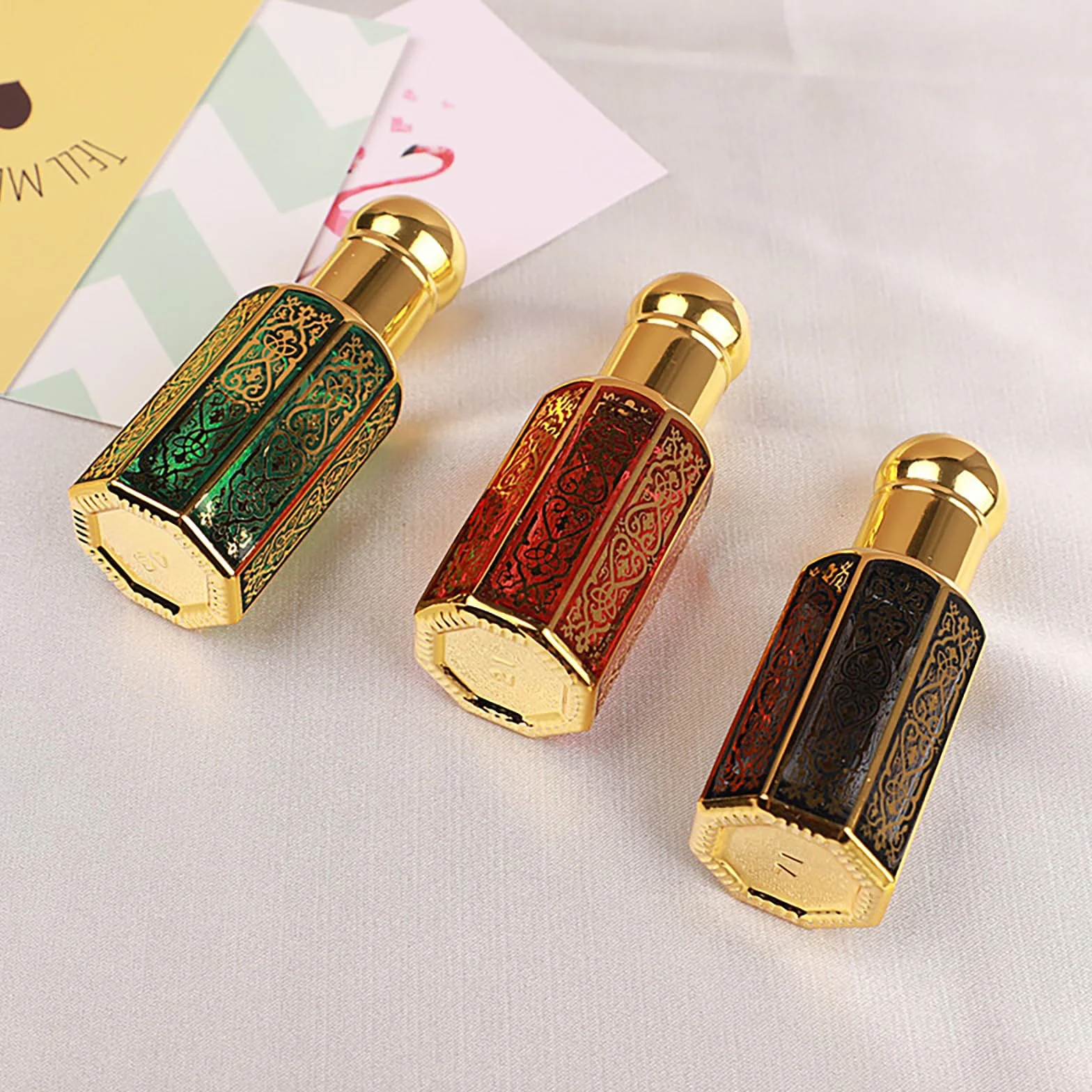 Lot de 5 Bouteilles en Verre Roll-on Vides 12ml pour Huiles Essentielles Vintage