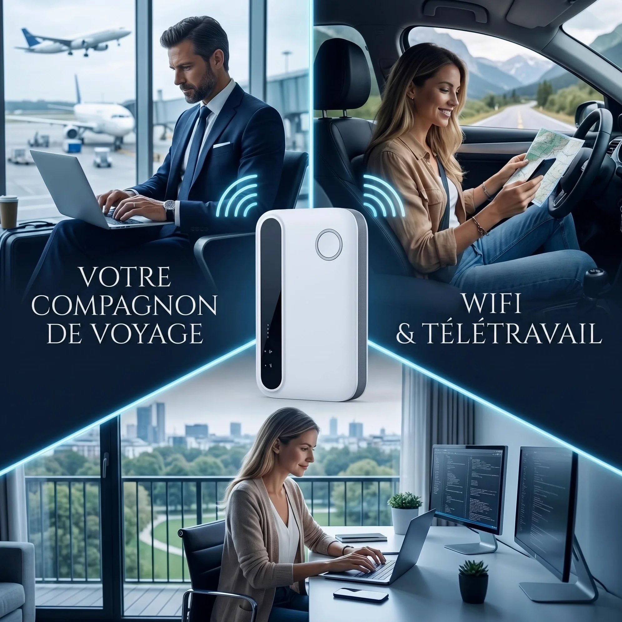Routeur 5G Pocket WiFi débloqué sans abonnement, Modem 5G/4G Haut débit Compatible Carte SIM, Hotspot Mobile WiFi 6 Multi-appareils Jusqu’à 28 connexions pour Voyage et télétravail