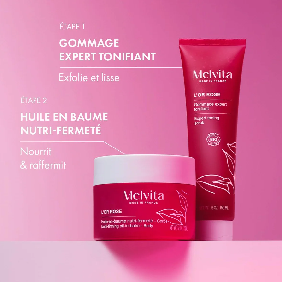 Melvita Soin pour le Corps l'Or Rose Minceur Raffermissant Fabriqué en France