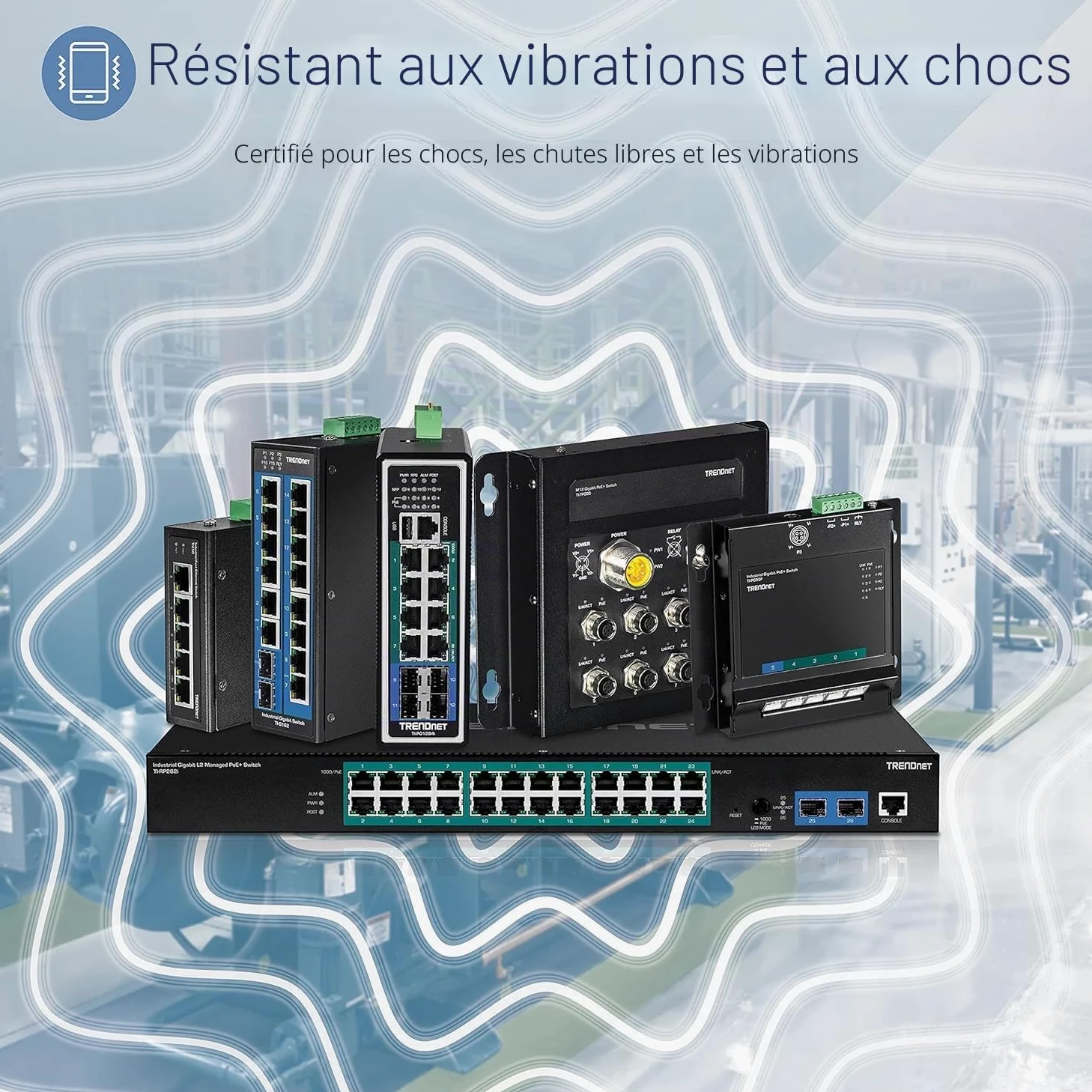 TRENDnet, TI-PG160, Commutateur sur Rail DIN Gigabit 10/100/1000Mbps Industriel Non géré à 16 Ports avec Ports PoE+ 16 Gigabit