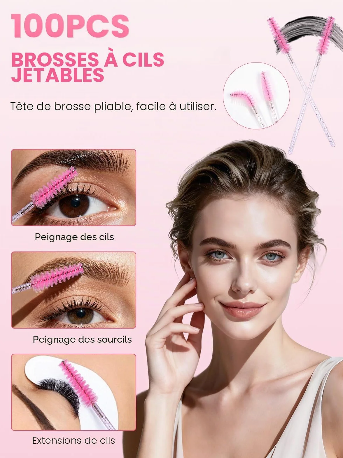 Jetables Cils Lèvres Brosses Nettoyage 302PCS Goupillon Cils Sourcil Micro Applicateurs