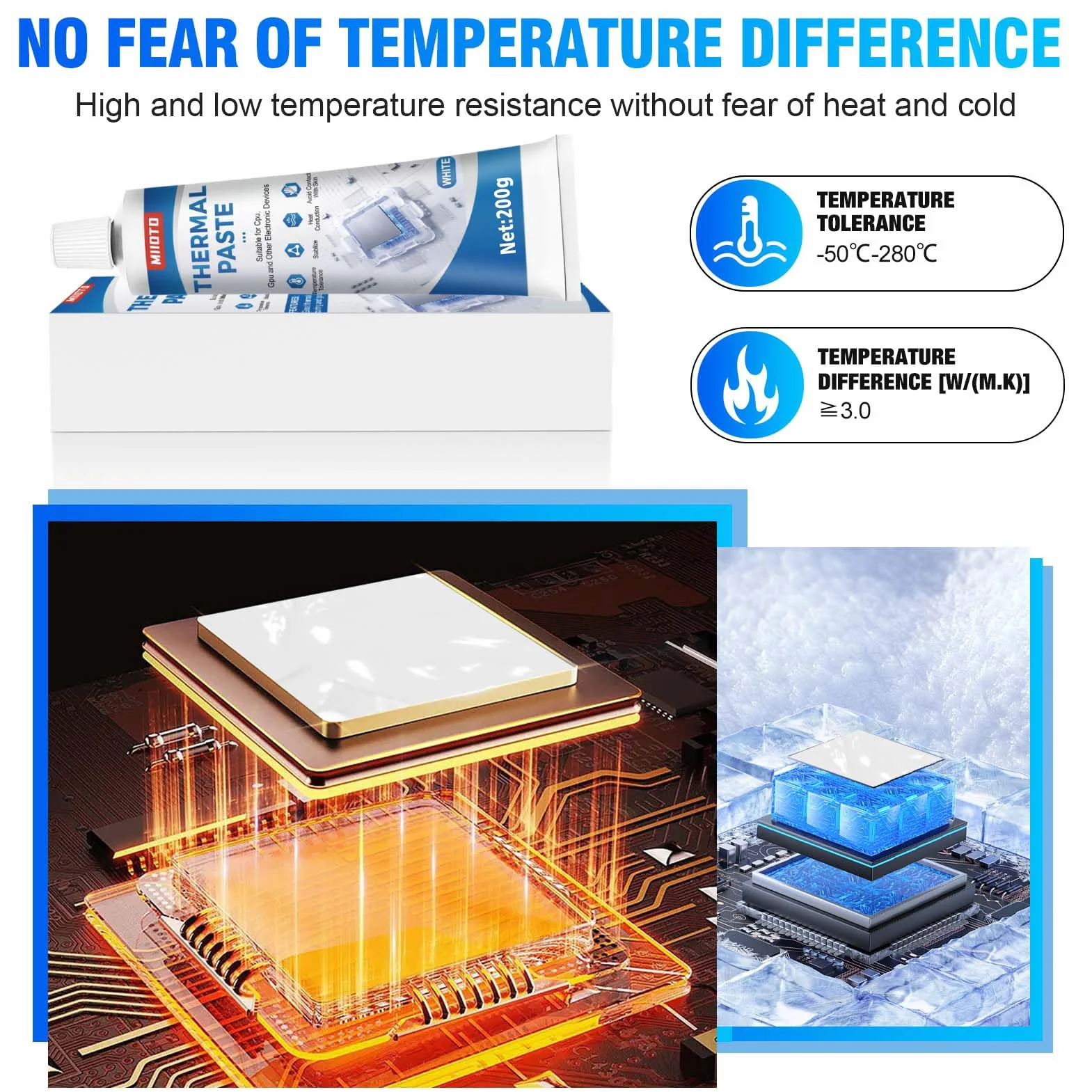 Miioto Pâte Thermique 200g Résistance Haute Température Refroidissement Processeur