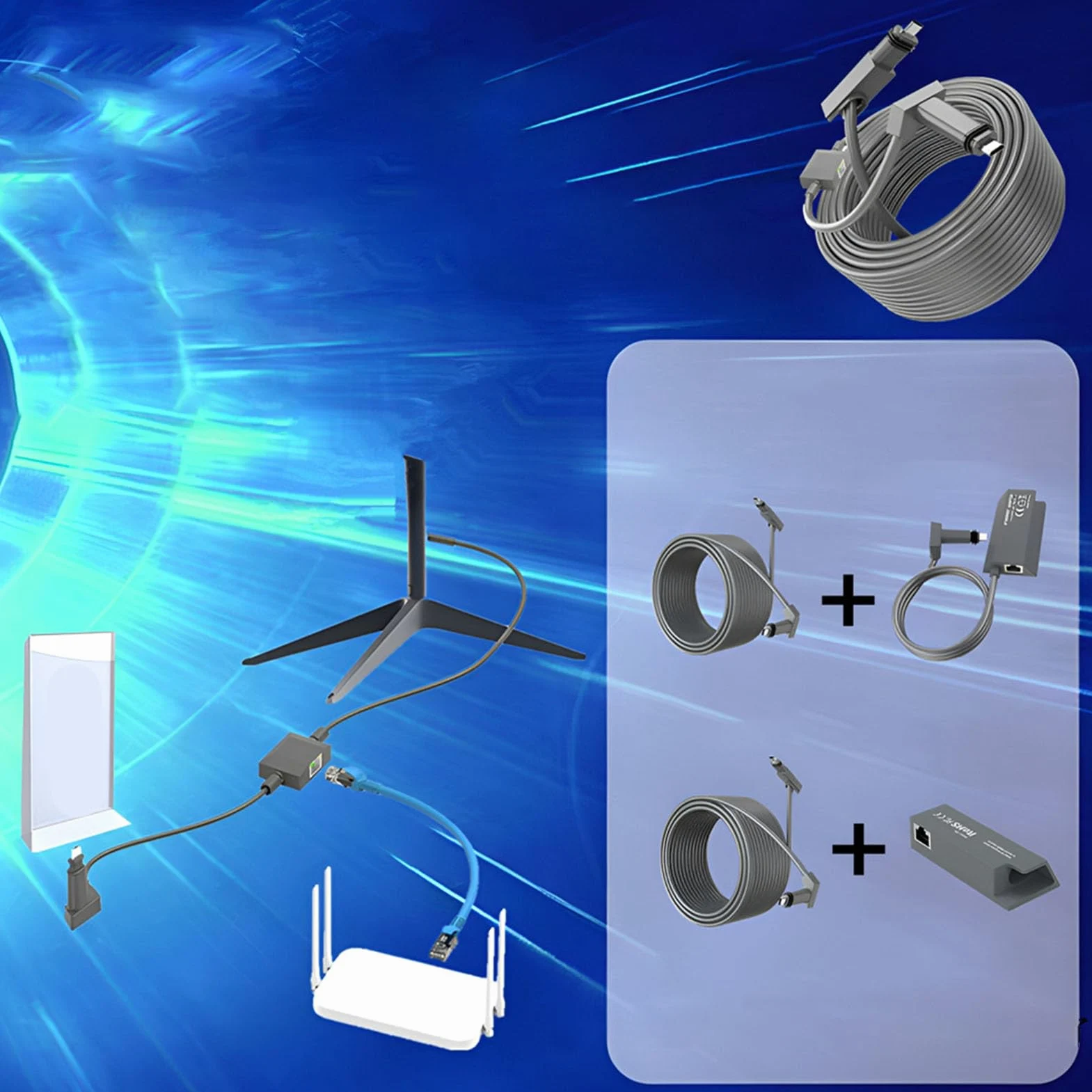 Câble pour Gen 2 de 15 M avec Adaptateur Ethernet RJ45 Femelle, Câble de Remplacement Satellite Câble de Connexion Réseau, Rallonge de Câble pour V2