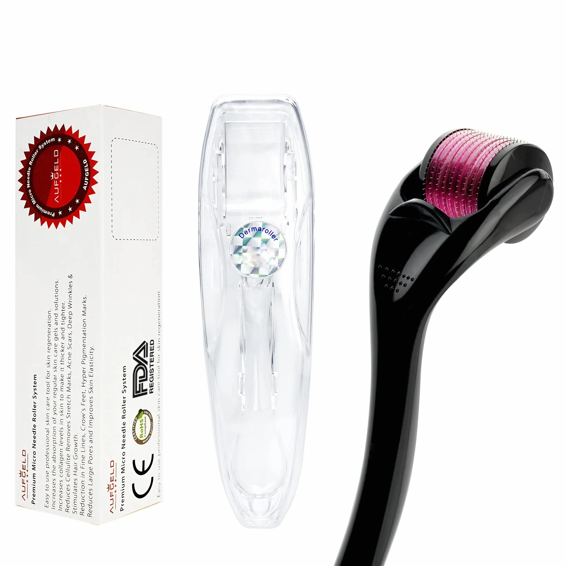 Derma Roller 540 Titane Micro Aiguilles 3.0mm Soin Peau Visage Rides Perte Cheveux Professionnel