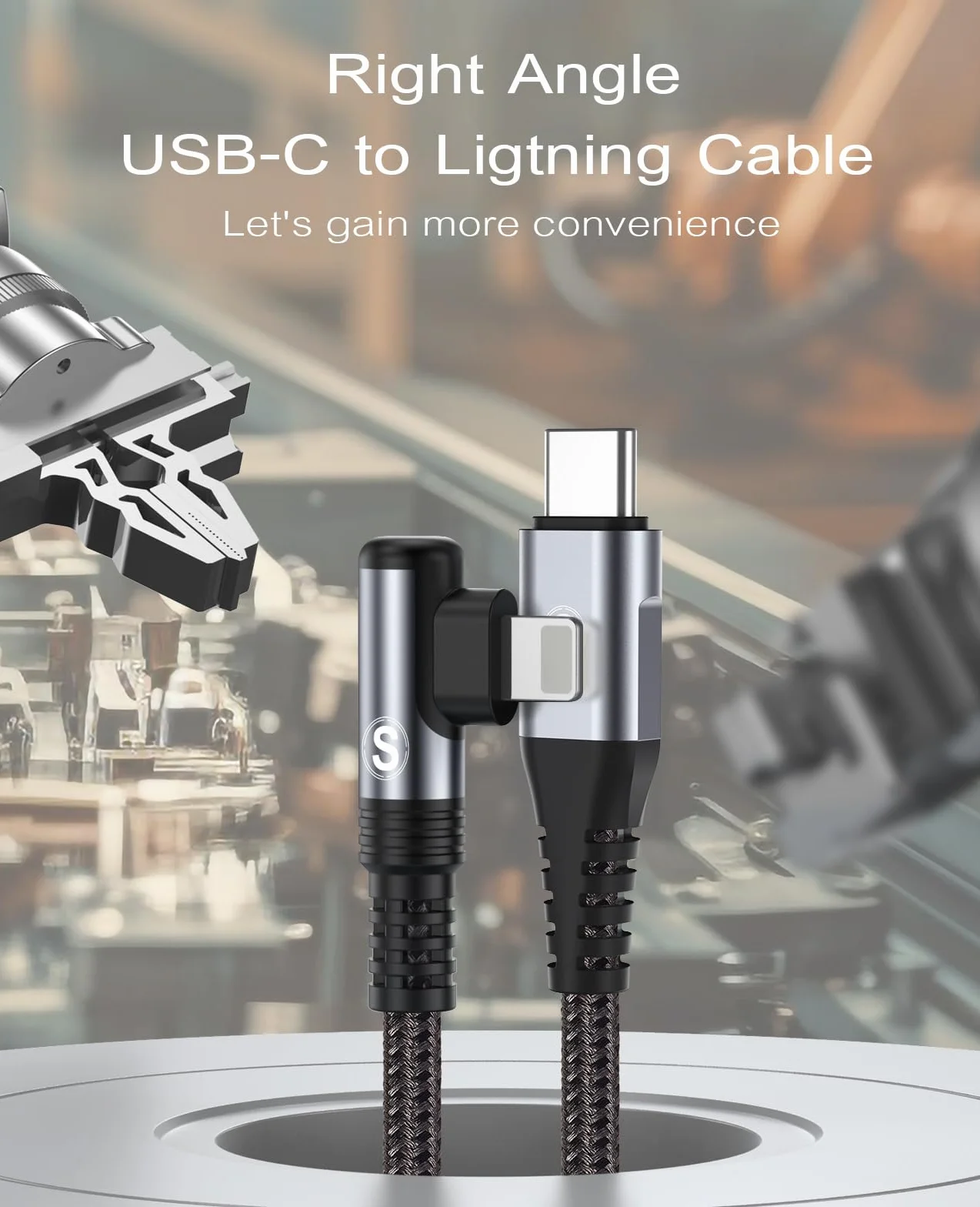 Câble USB C vers iPhone Coudé 90 Degrés 2m Lot de 2 Chargeur Nylon Tressé Charge Rapide pour iPhone 14/13/12/11/Pro/X/XS/XR/8/8 Plus/7/7 Plus/6s/6s Plus/6/6 Plus