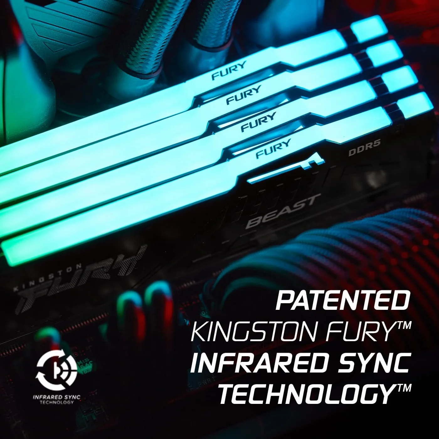 Kingston FURY Beast Noir RGB 32Go (2x16Go) 6000MT/s DDR5 CL30 DIMM Mémoire PC Gamer Kit AMD EXPO Intel XMP