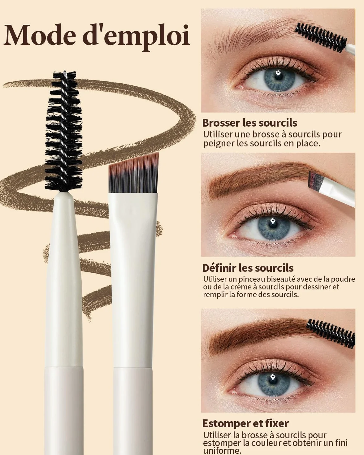 EIGSHOW Brosse À Sourcils Biseauté Double Extrémité Pour Définition Des Sourcils Et Eye-Liner