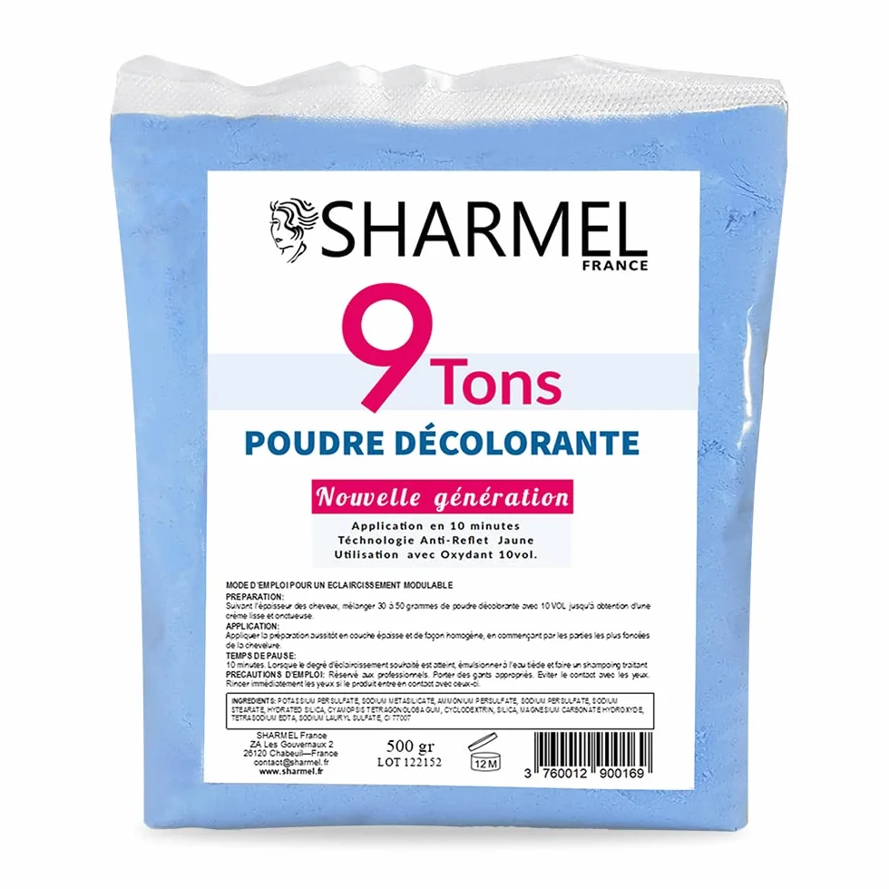 Poudre Décolorante 9 TONS 500g Technologie anti-reflet jaune