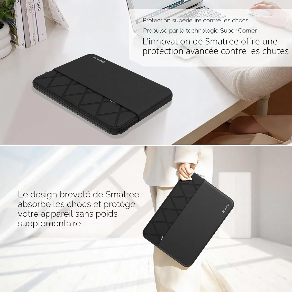 Smatree Housse pour 13.3 Pouces Compatible avec MacBook Air 13.6 Pouces M4, 2024 M3 A3113/2022 M2 A2681, 13 Pouces M4 2025/M1 2020-2018, MacBook Pro M2 2022/M1 2020-2016 A2338, avec Poche (E411)
