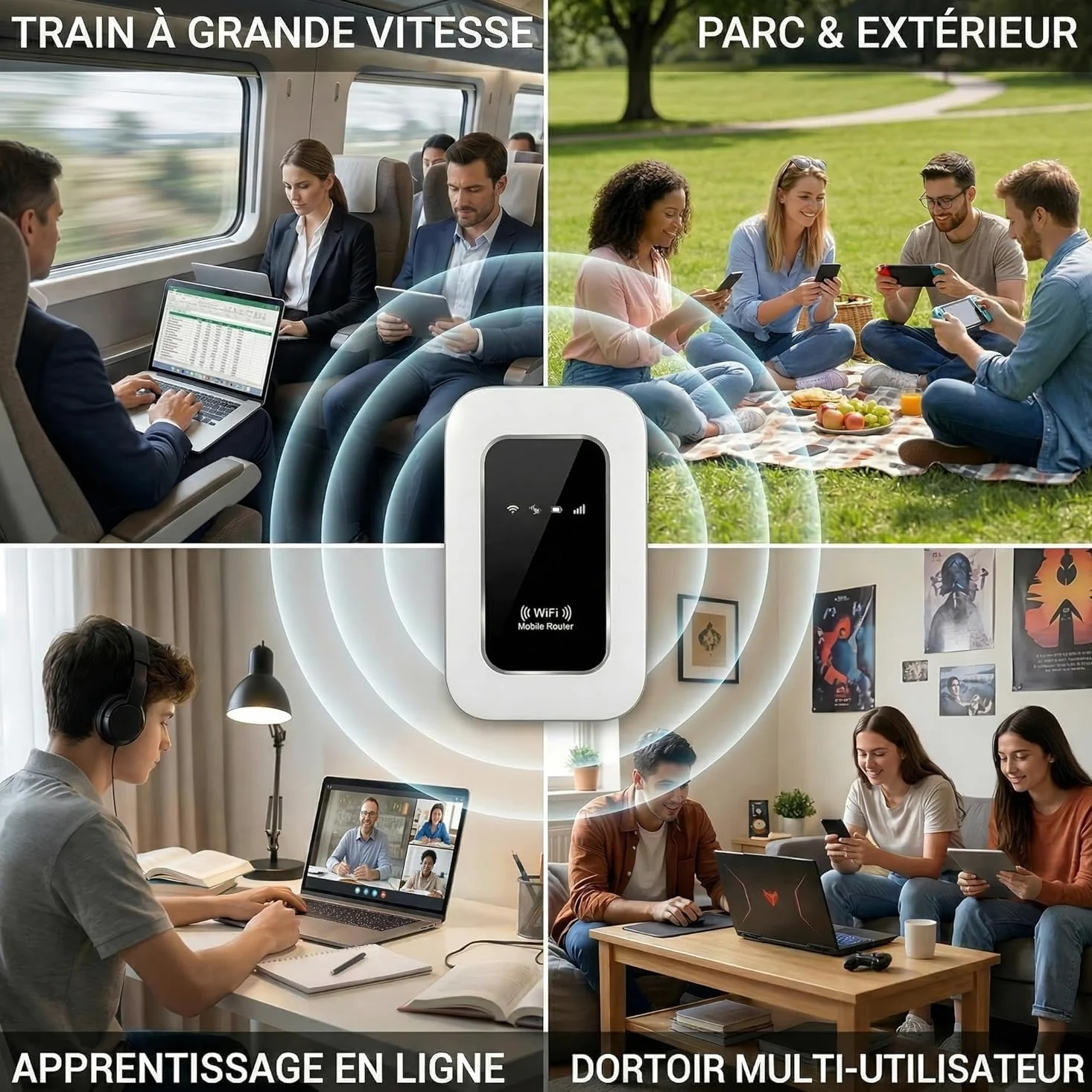 Routeur 5G Portable WiFi 6 Débloqué Carte SIM, 300Mbps, Toute l'europe | Slot SIM débloqué,Haut débit 5G/4G+,Toute l'Europe,28 appareils,WPA3 sécurisé,2100mAh,12h autonomie,voyages et télétravail