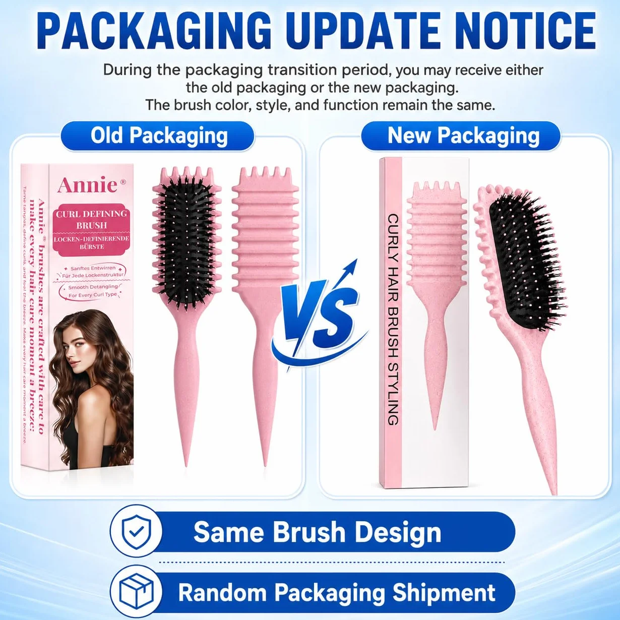 Brosse cheveux bouclés antistatique design aération cheveux secs humides volume Rose