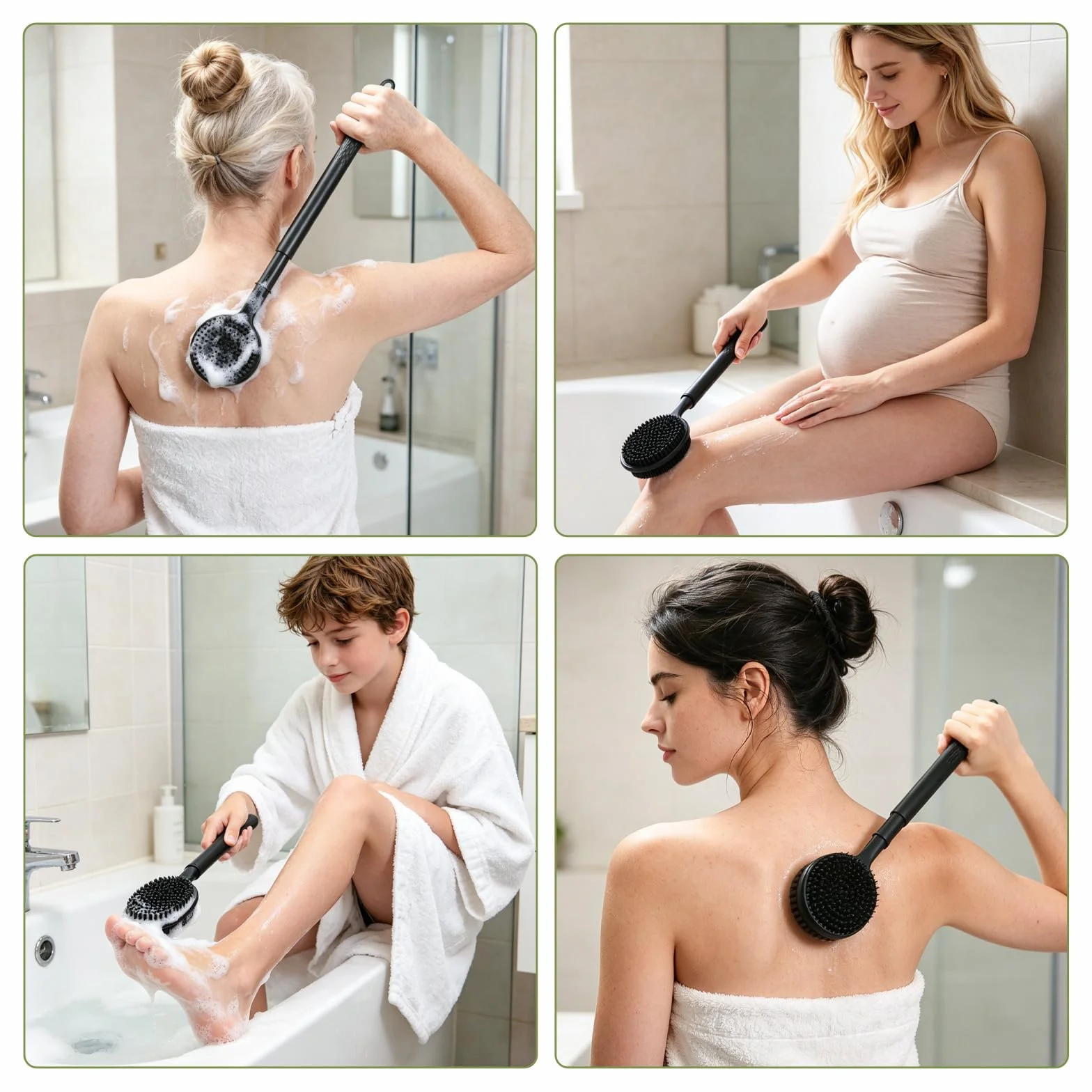 Brosse de dos télescopique 58,5 cm manche long double face gommage massage douche