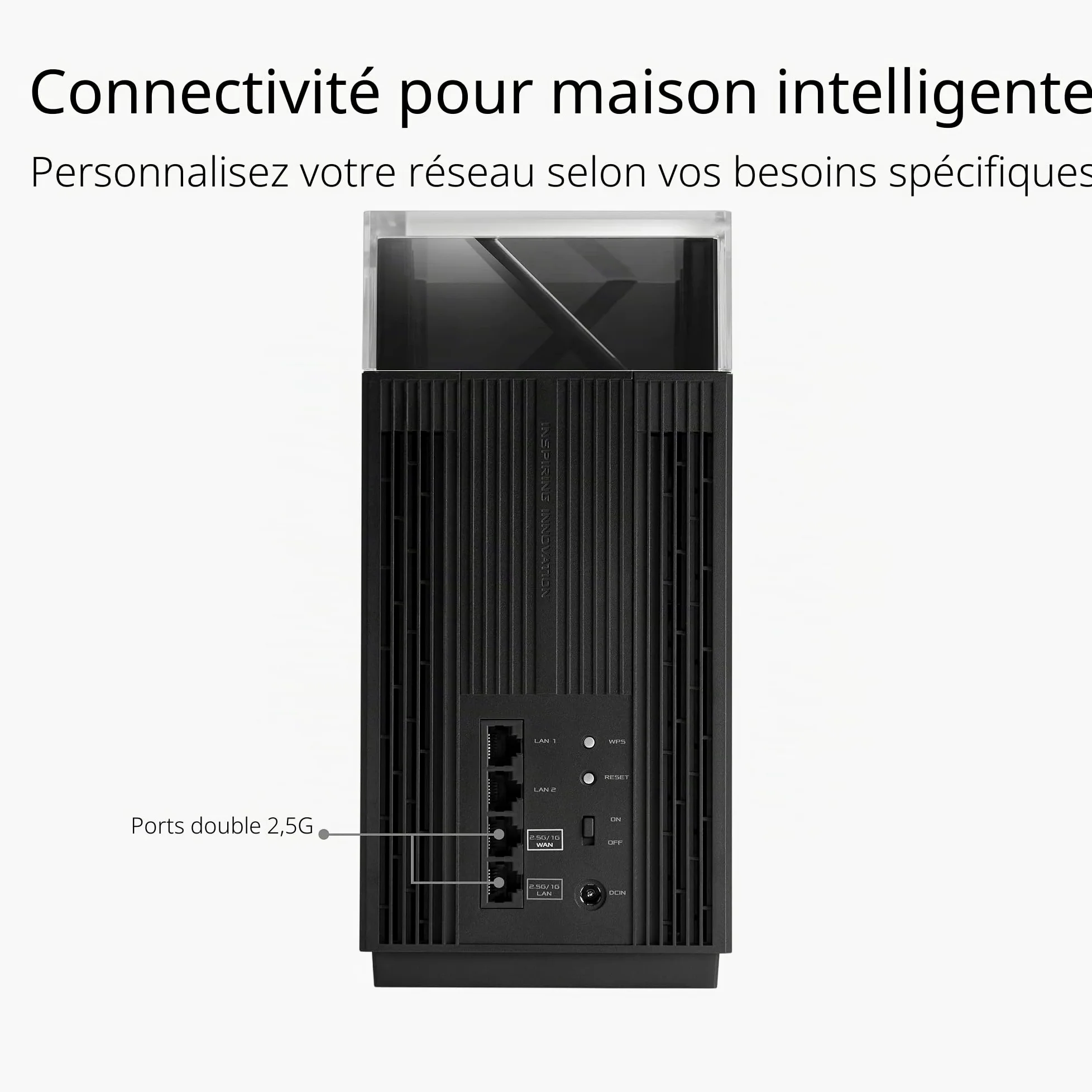 ASUS ZenWiFi Pro ET12 Noir - Pack de 2 - Système Wi-FI 6E AX Mesh, Tri-Bande, 11 000 Mbit/s, 600m2, AiProtection avec TrendMicro à Vie, Port WAN/LAN 2,5 Gigabit + 2 Ports LAN Gigabit, AiMesh