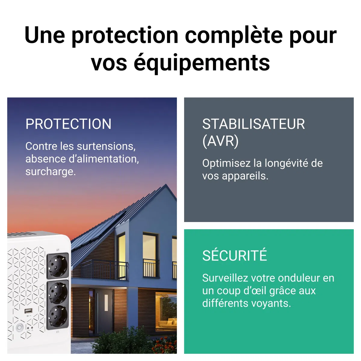 Legrand Onduleur Keor multiplug - 6 Prises 2P+T + disjoncteur - 600VA 360W - 15 Minutes